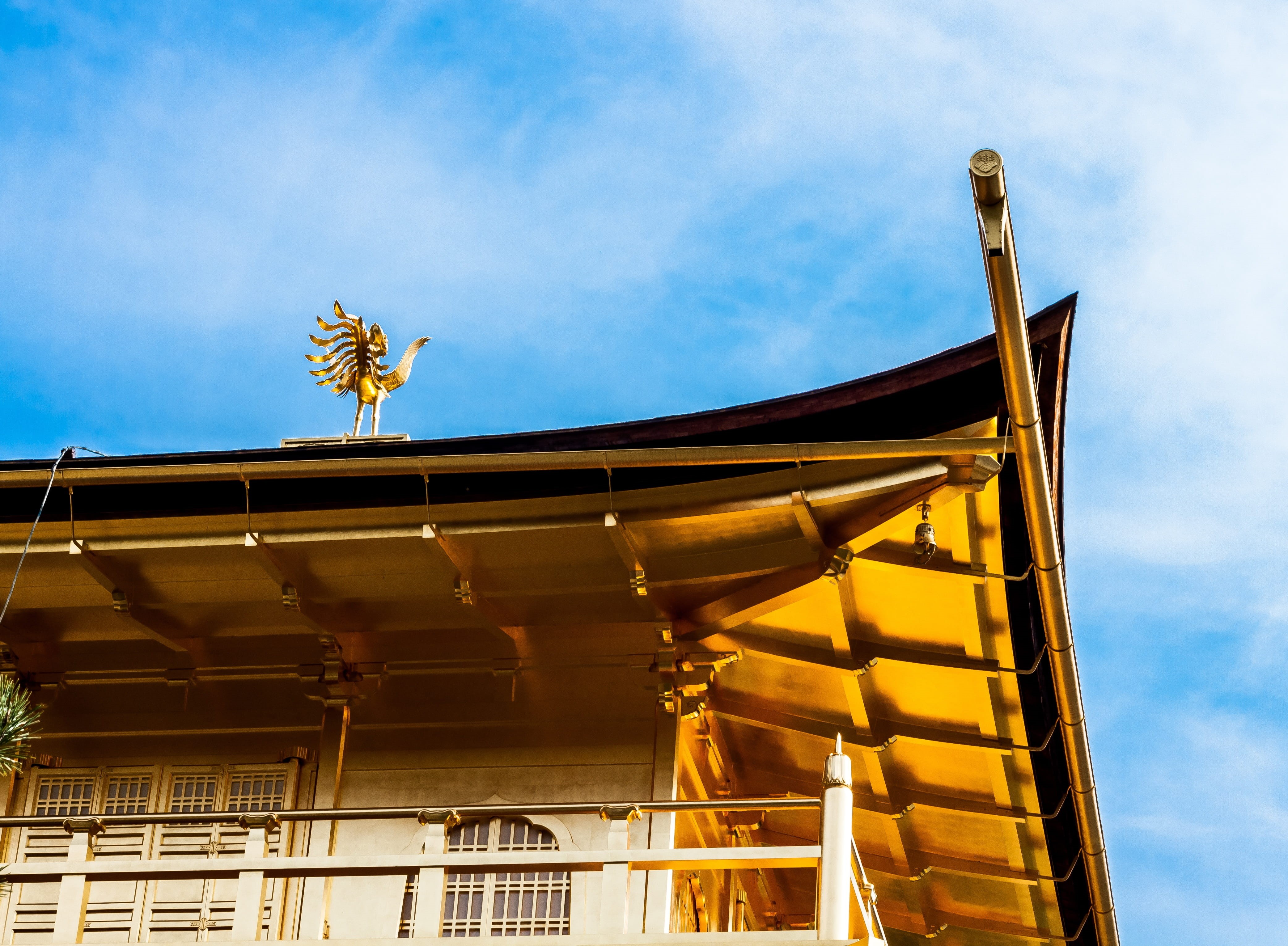 building, cloud - sky, blue, travel, Kyoto, far east, outdoors, Buddhism, sky, nature, gold colored, day, the past, place of worship, architecture, way of life, HD Wallpaper