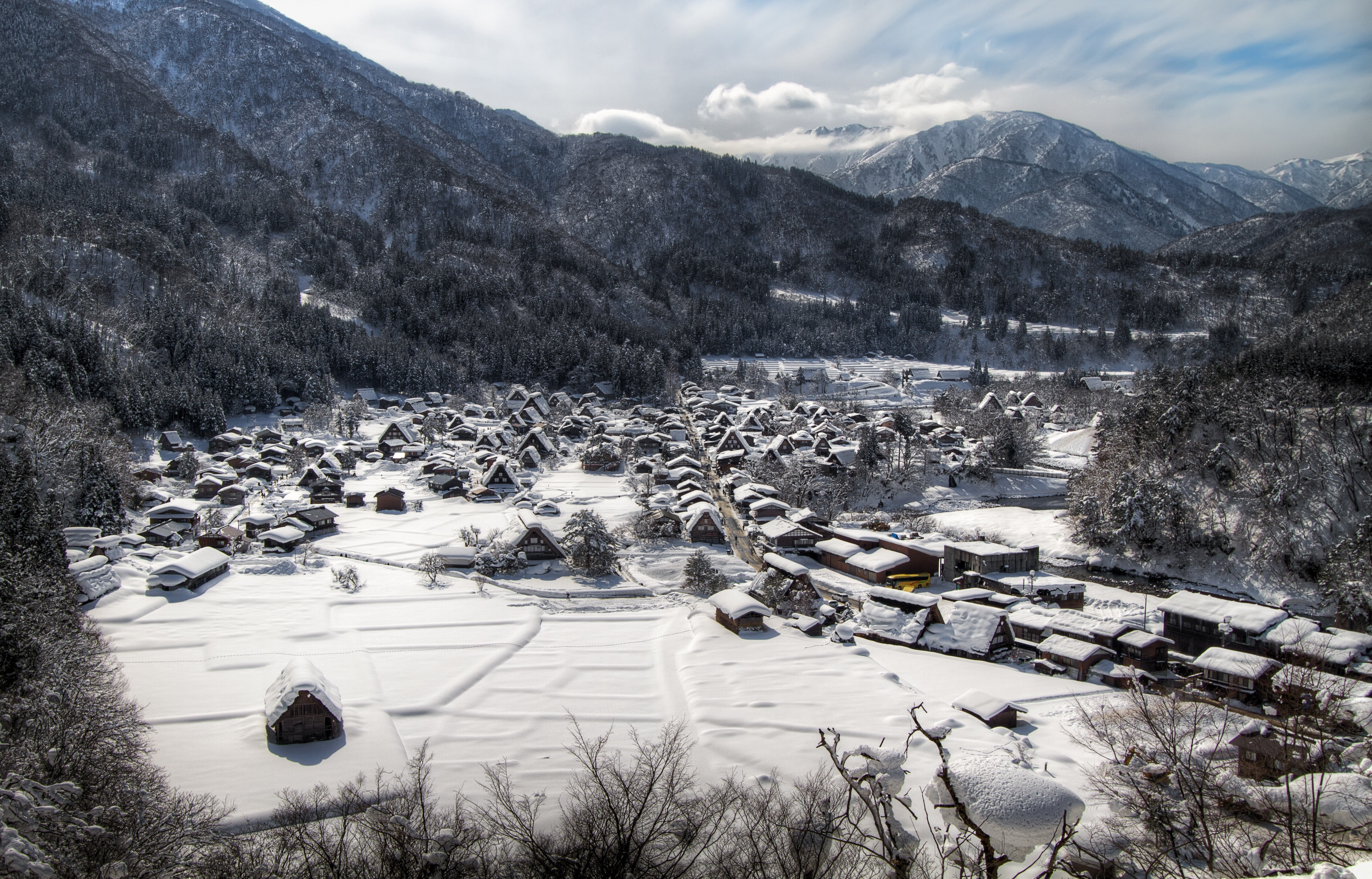 5K, Village, Winter, Mountain, Man Made, Shirakawa, Gifu Prefecture, Japan, HD Wallpaper