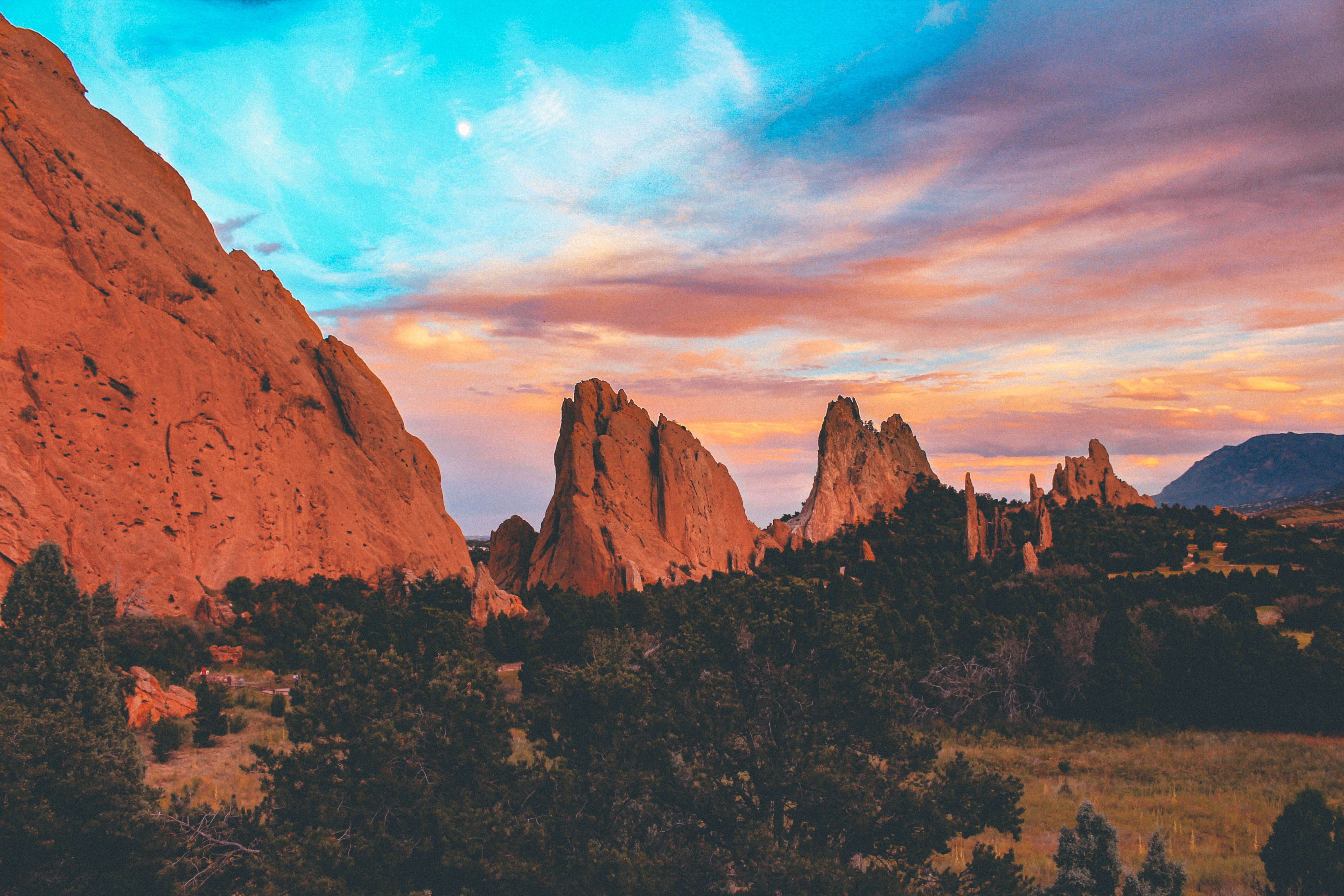 rock - object, arid climate, mountain, cloud - sky, scenics - nature, travel, mountains, colorado springs, solid, moon, wilderness, non-urban scene, no people, HD Wallpaper