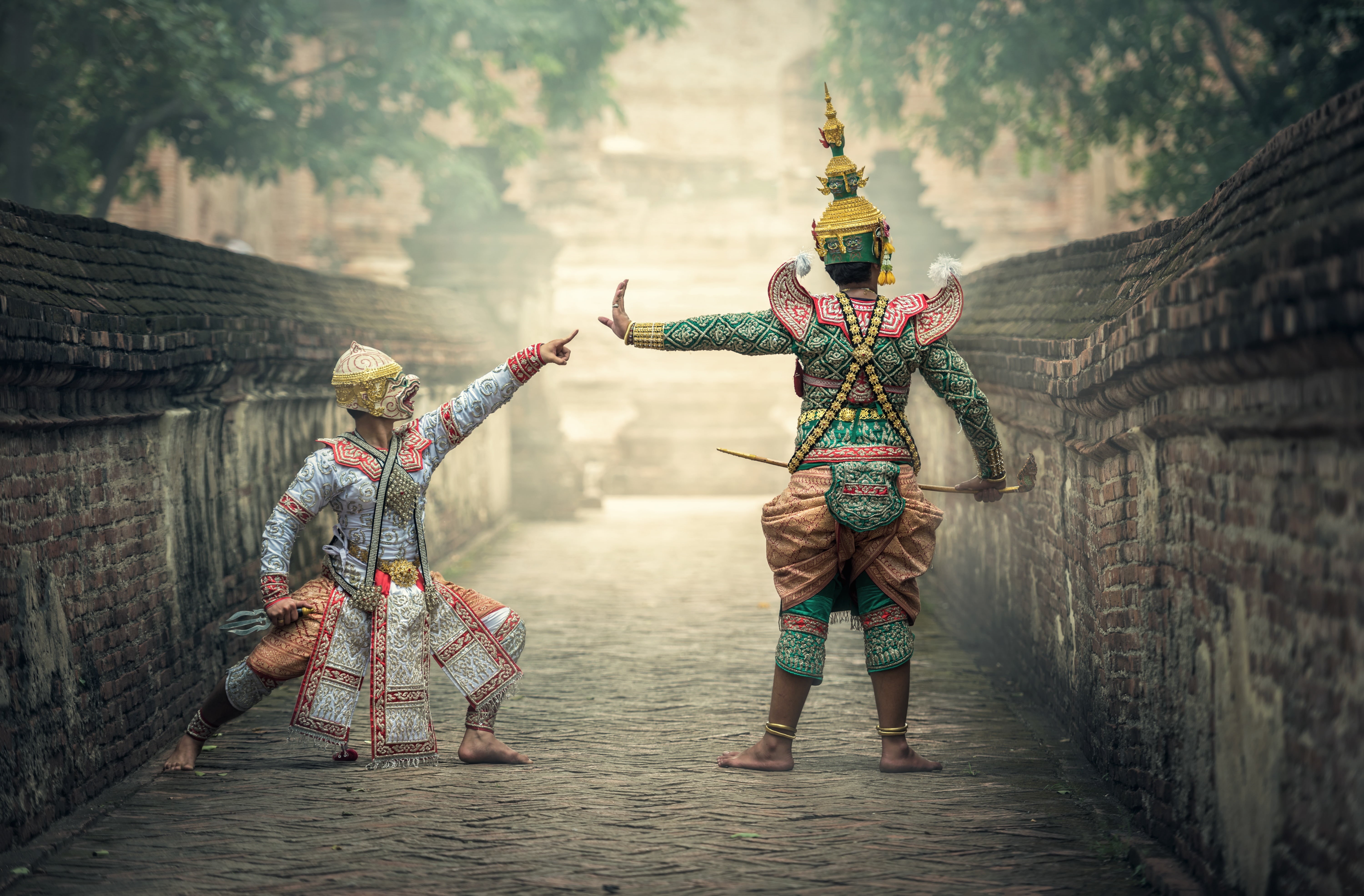 asia, costume, archery, clothing, crafts, architecture, bangkok, jewelry, city, traditional, drama, practice, khon kaen, ramayana, puppet, animals, the dance, HD Wallpaper