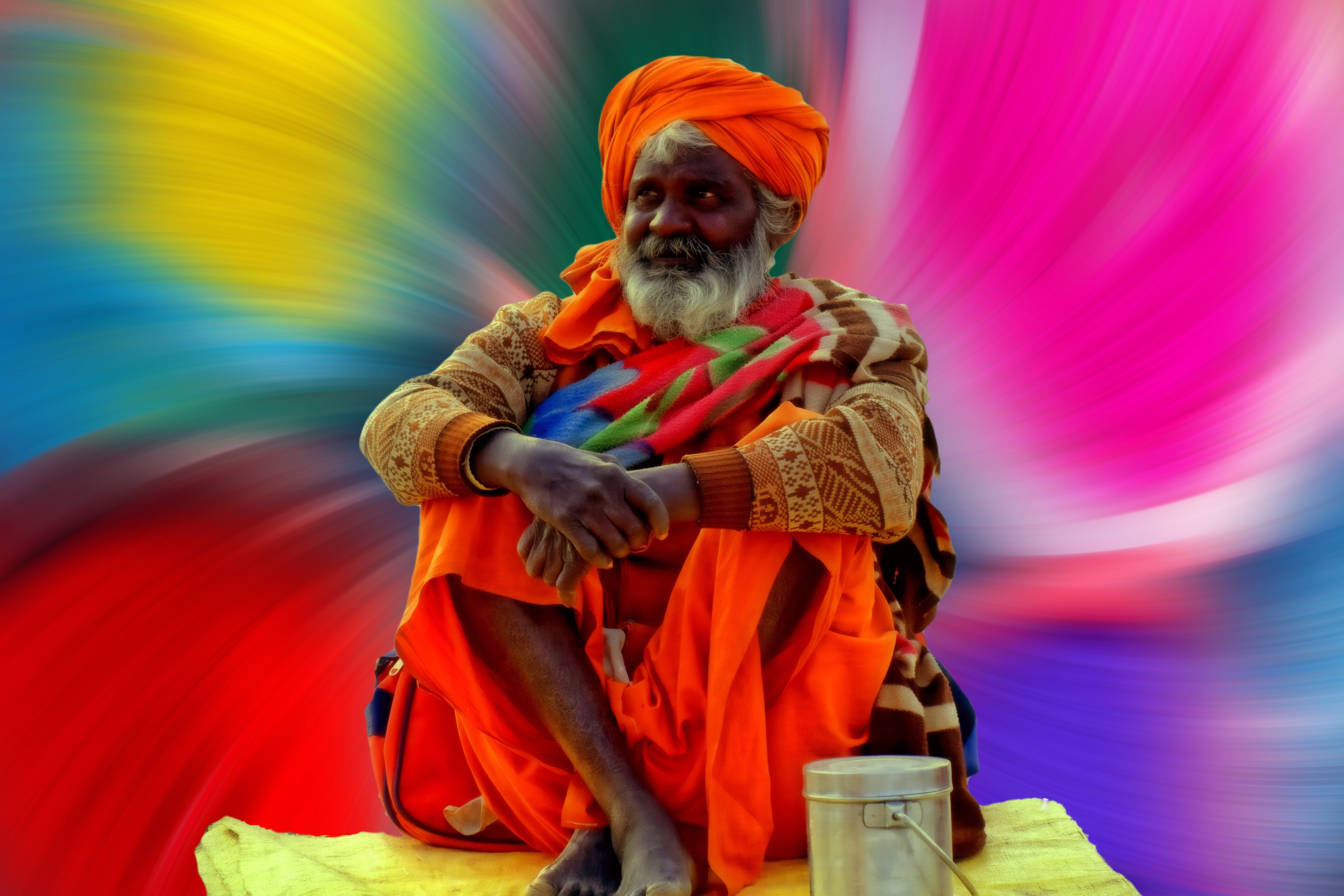 culture, multi colored, human, one person, guru, holding, clothing, person, religion, holy, costume, sadhu, stage, portrait, face, hdr, color, blurred motion, HD Wallpaper