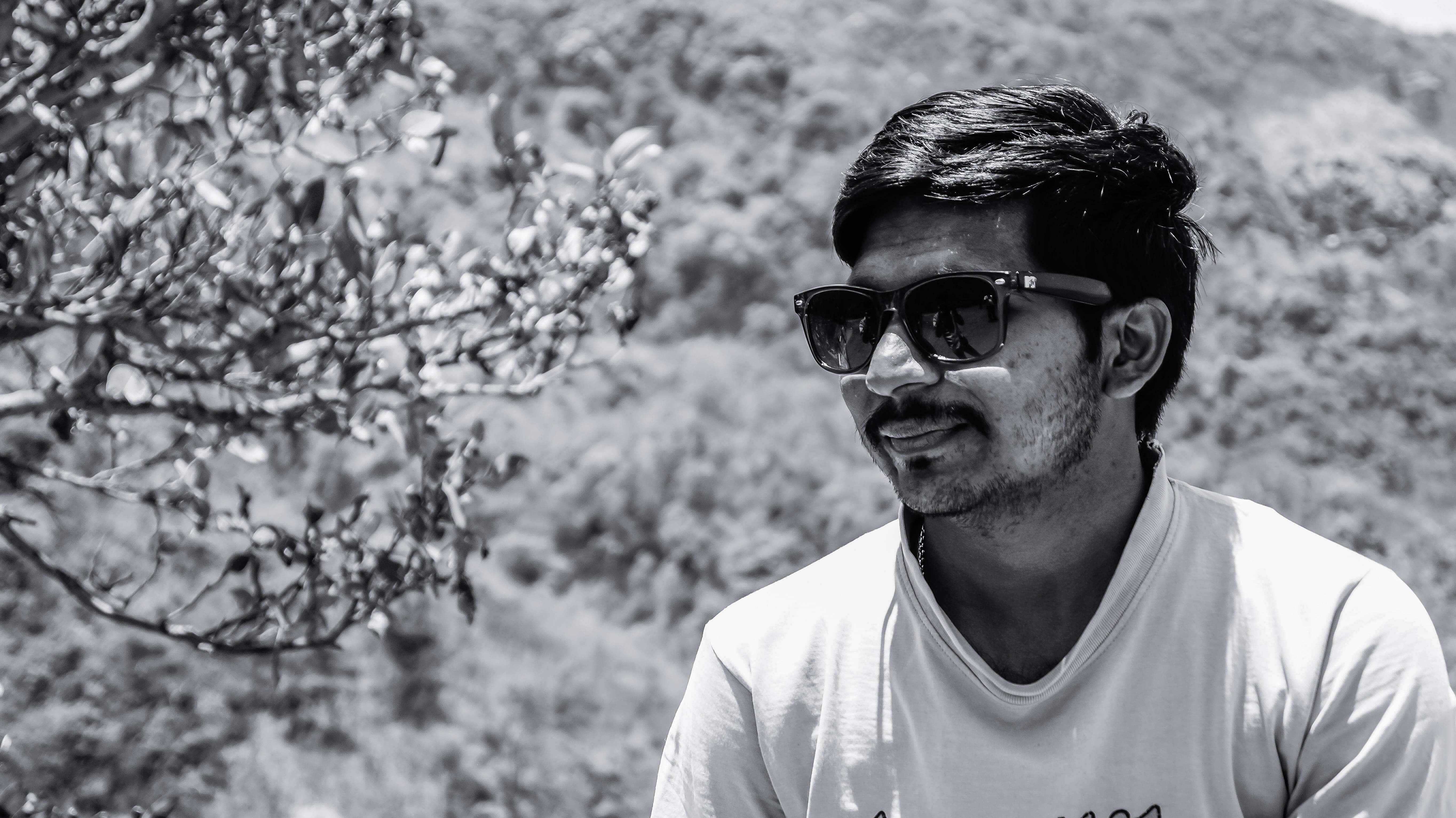 standing, handsome, culture, brave, outdoors, black and white, person, fashion, men, sunglasses, beard, males, people, indian, male, young Adult, front view, HD Wallpaper