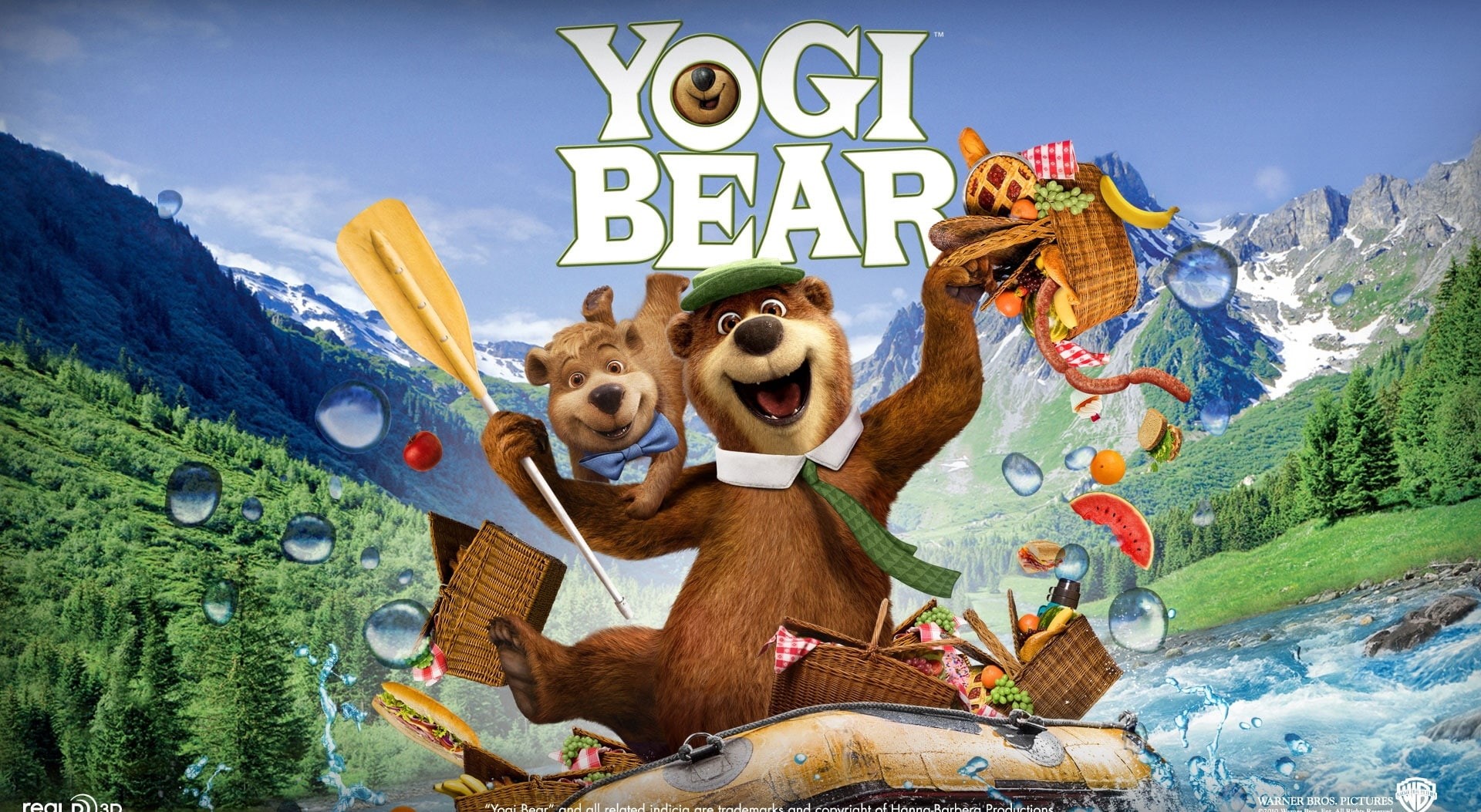 animal themes, humor, illustration, yogi bear, vertebrate, no people, yogi bear movie, small, text, domestic animals, Cartoons, one animal, pets, tree, HD Wallpaper