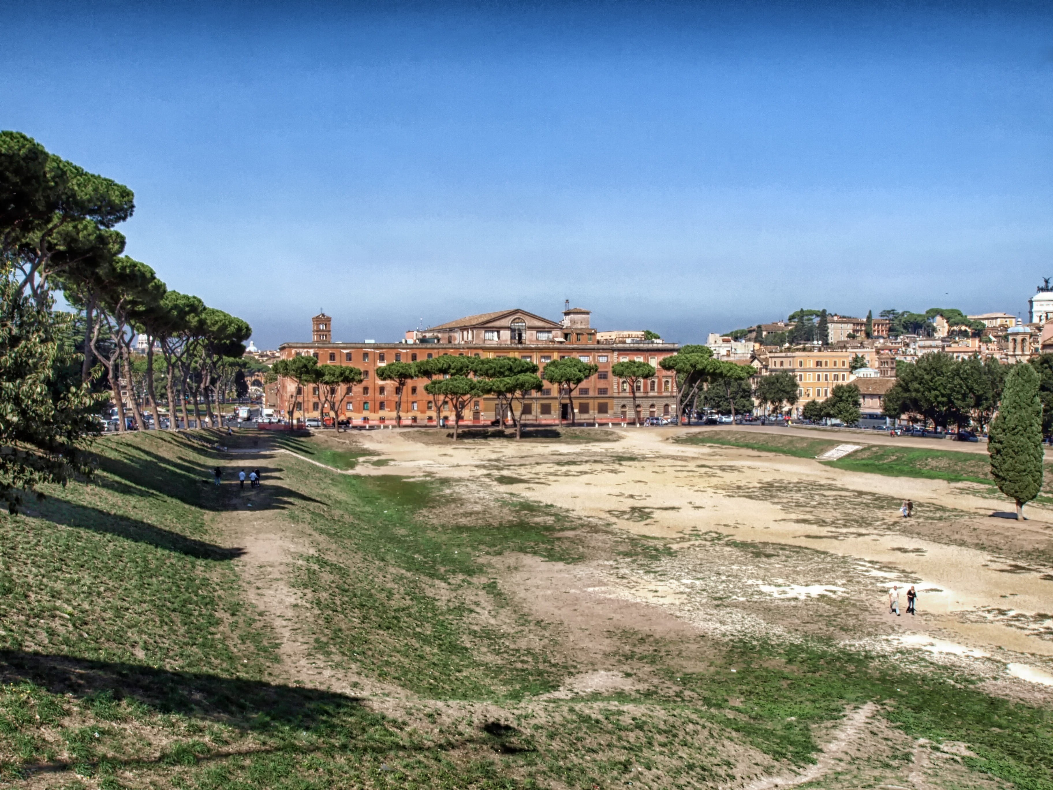 built structure, day, building, clouds, landscape, the past, house, hdr, outdoors, Italy, building exterior, trees, Landmark, sky, Circus Maximus, plant, HD Wallpaper