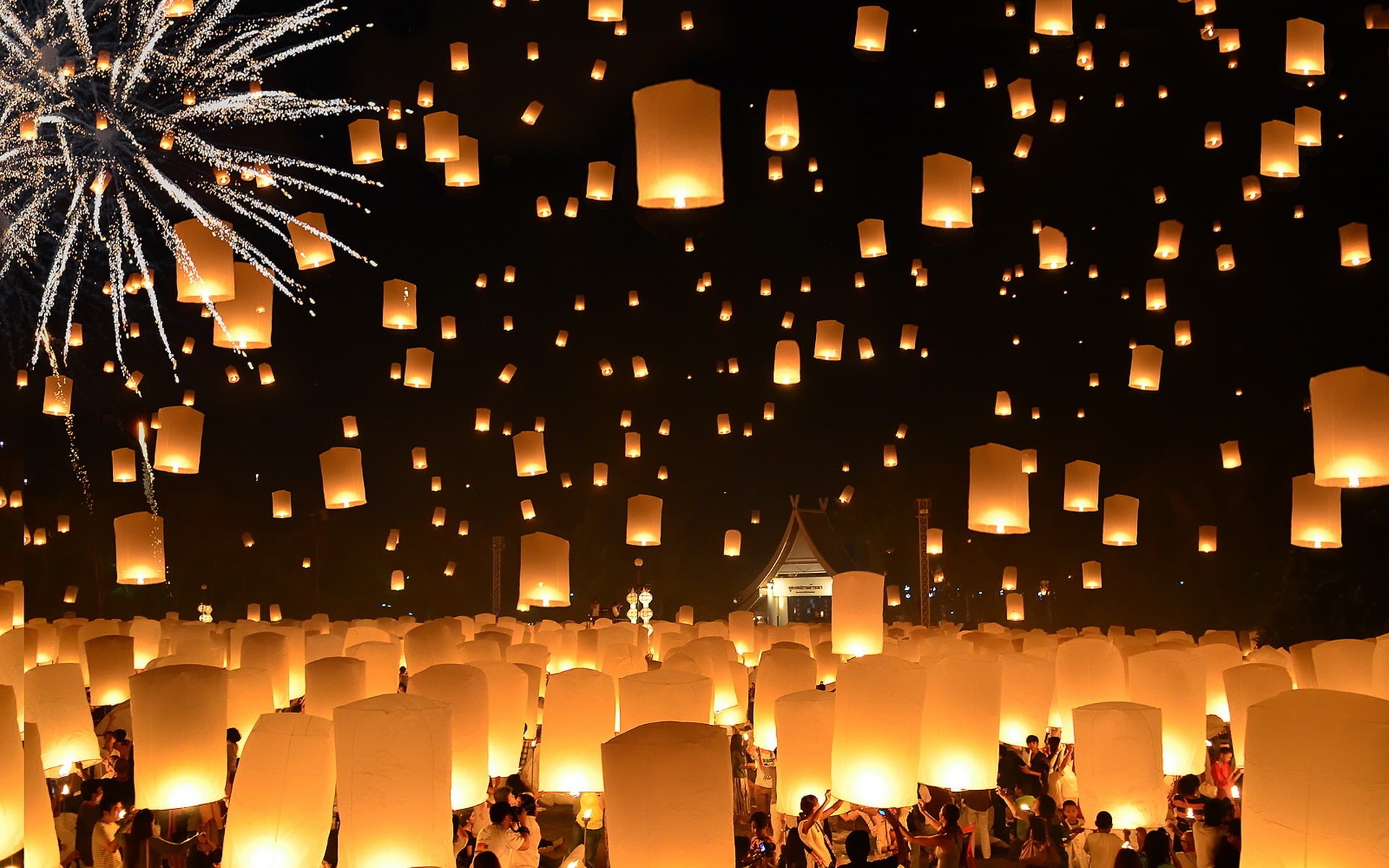 Loi Krathong Festival, 1080P, Floating Lanterns, Thailand, HD Wallpaper
