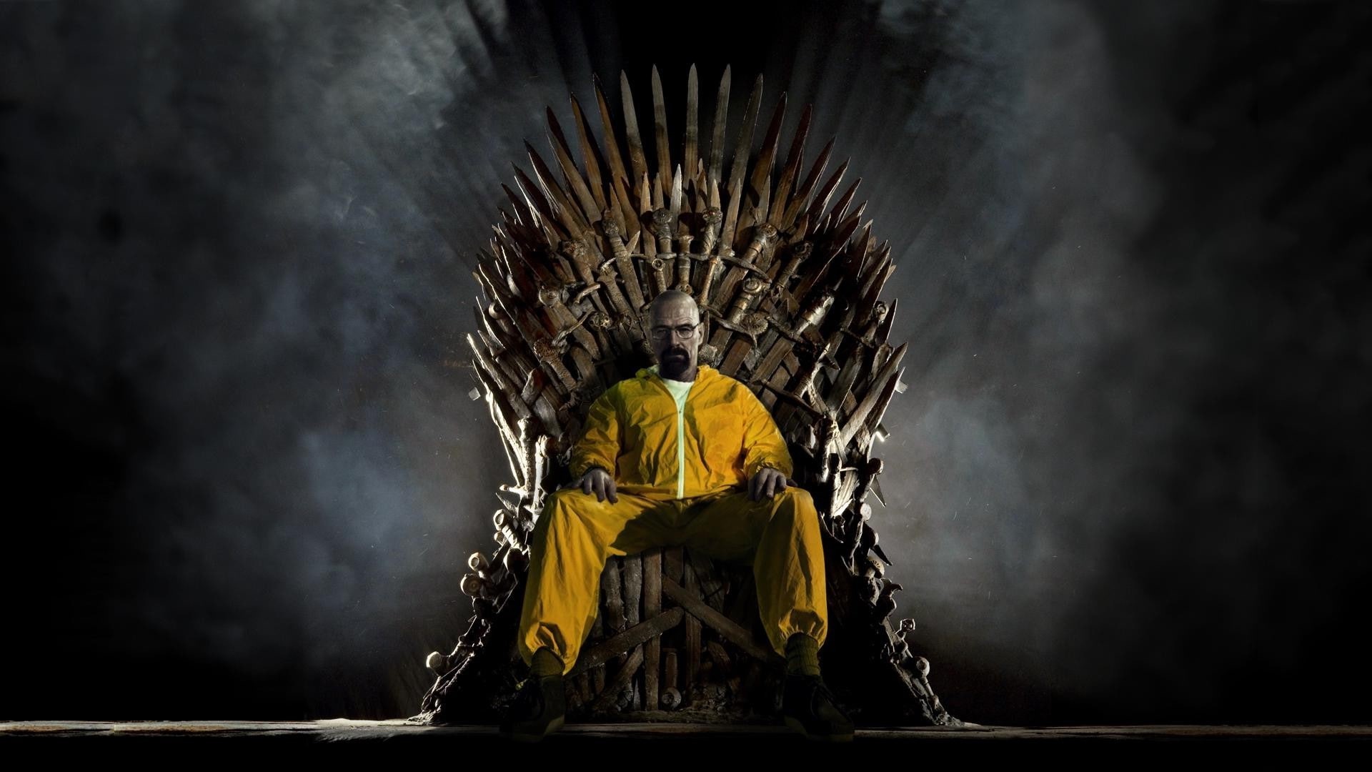 adult, clothing, activity, Walter White, indoors, Breaking Bad, religion, crown, Iron Throne, smoke - physical structure, belief, celebration, architecture, HD Wallpaper