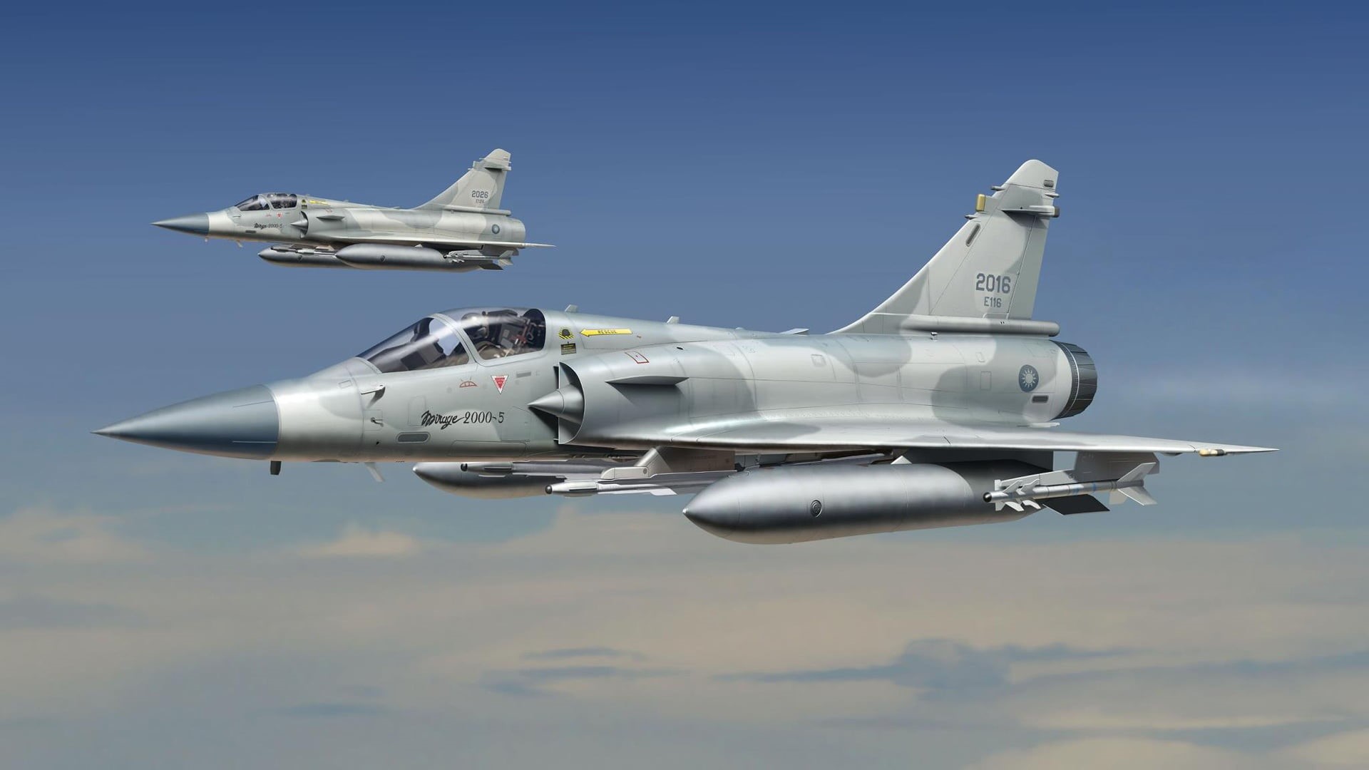 the fourth generation, Mirage 2000-5, 1080P, Dassault Aviation, upgraded export version, French multi-role fighter, HD Wallpaper