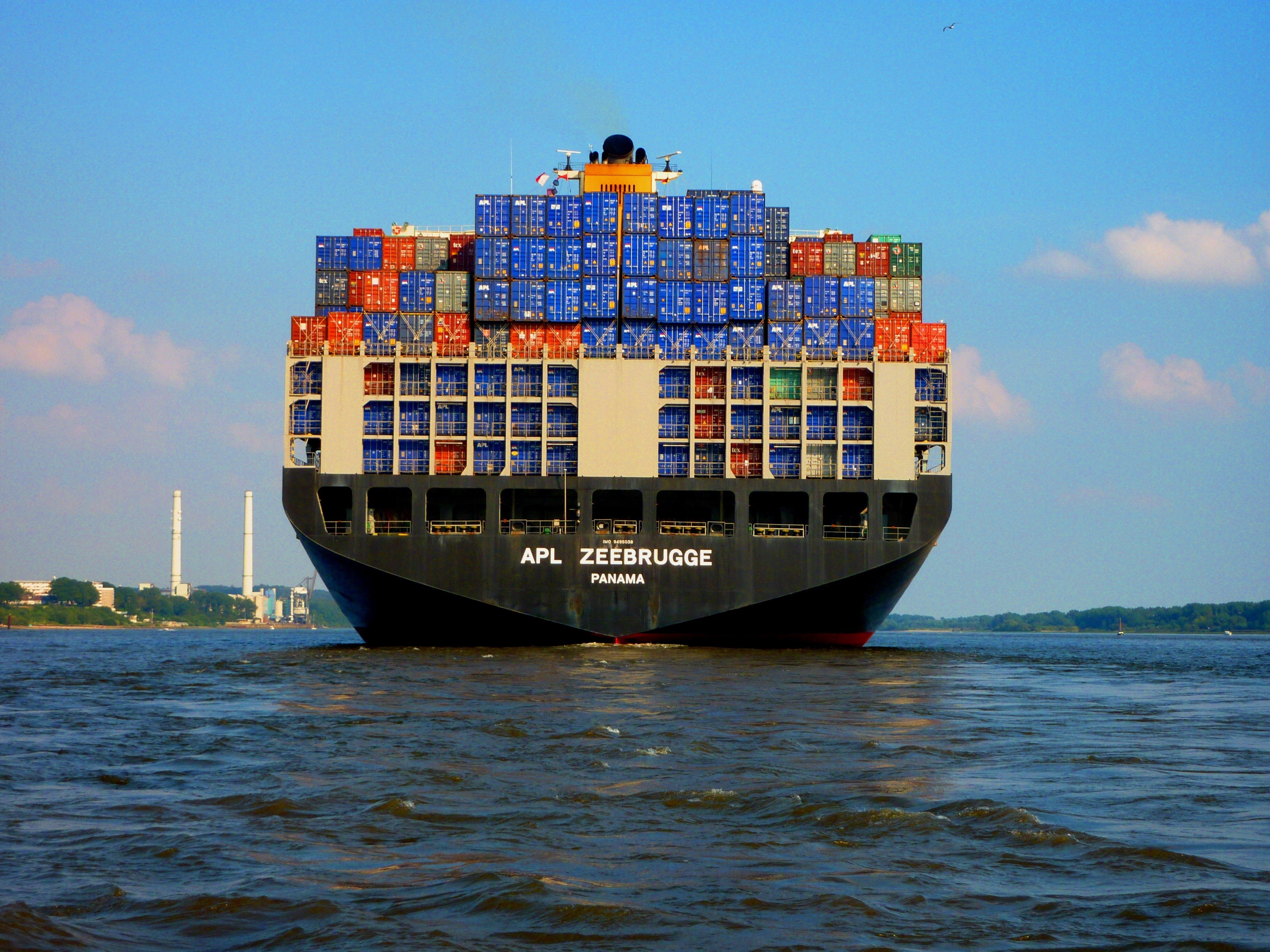 export, water, day, sea, industry, apl, white, cloud - sky, container, daytime, container Ship, shipping, waterfront, mode of transportation, outdoors, HD Wallpaper