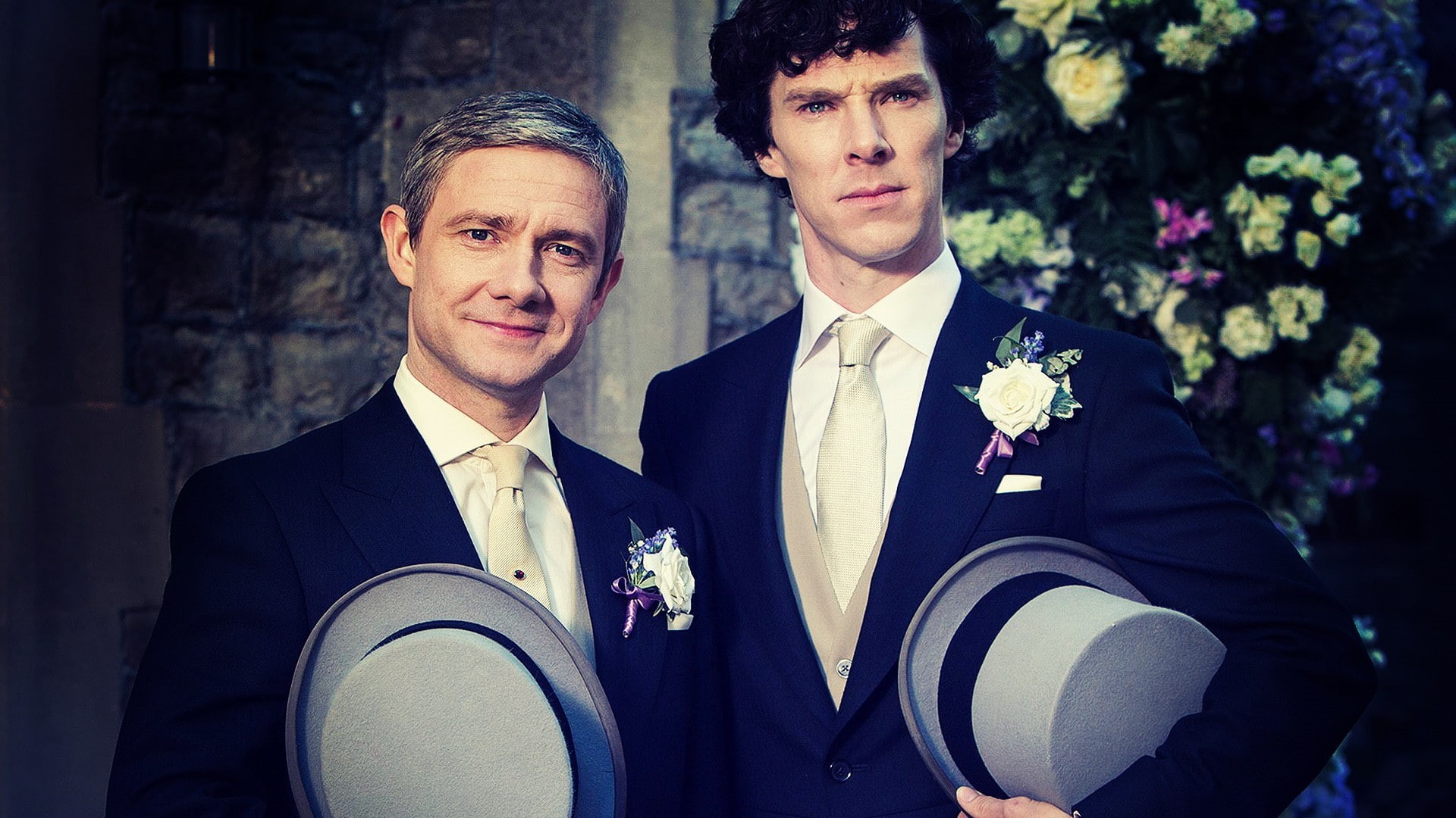two people, husband, event, portrait, suit, emotion, Sherlock, positive emotion, men, wedding, togetherness, males, 1080P, life events, Martin man, couple - relationship, HD Wallpaper