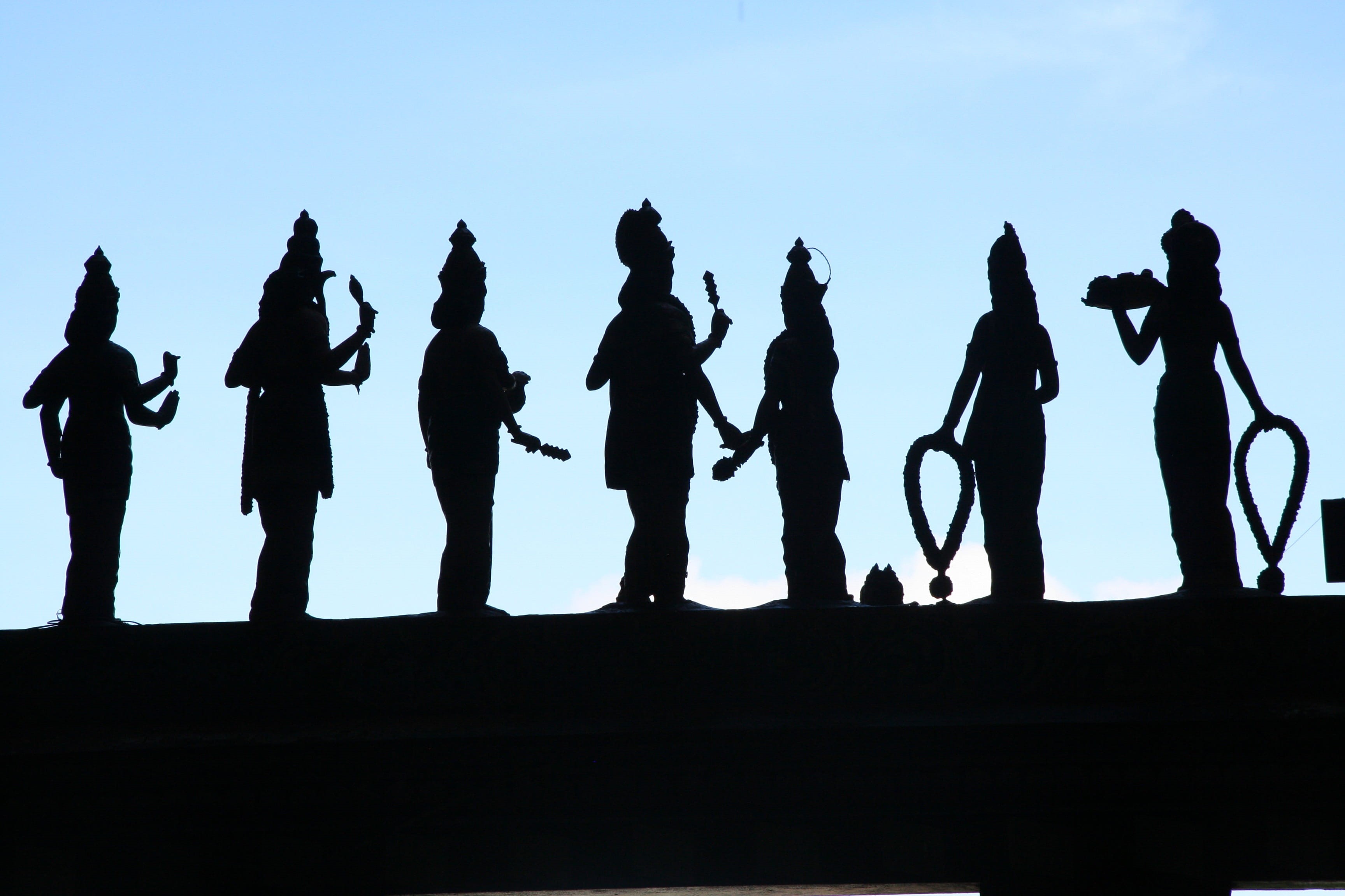 adult, Kuala Lumpur, real people, silhouette, Malaysia, day, group of people, low angle view, outdoors, women, people, group, men, sky, clear sky, Batu Caves, HD Wallpaper