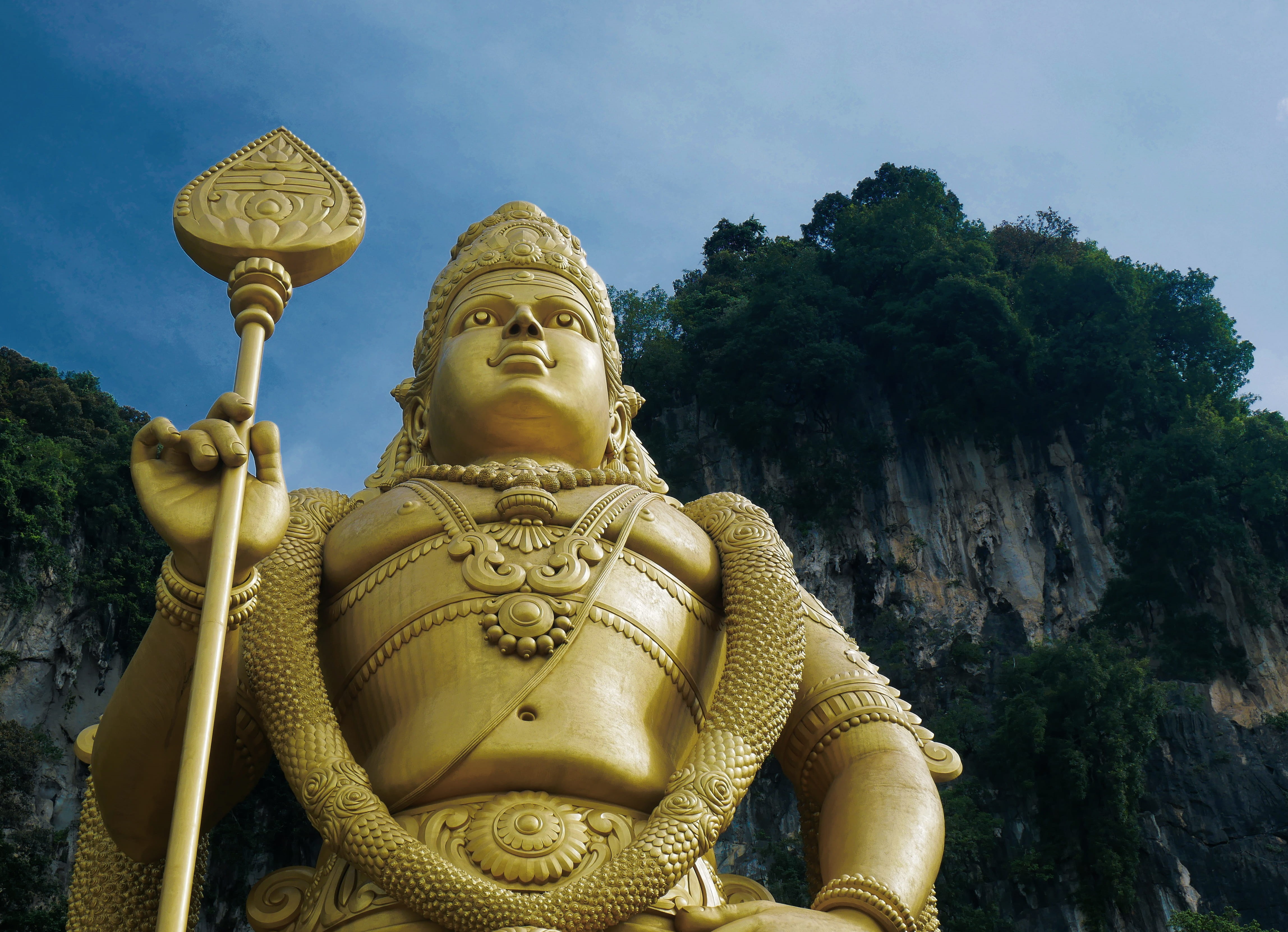creativity, hinduism, kl, sky, sculpture, asian travel, mountain, nature, religion, backpacking, tree, world travel, hindu, 4K, place of worship, art and craft, HD Wallpaper