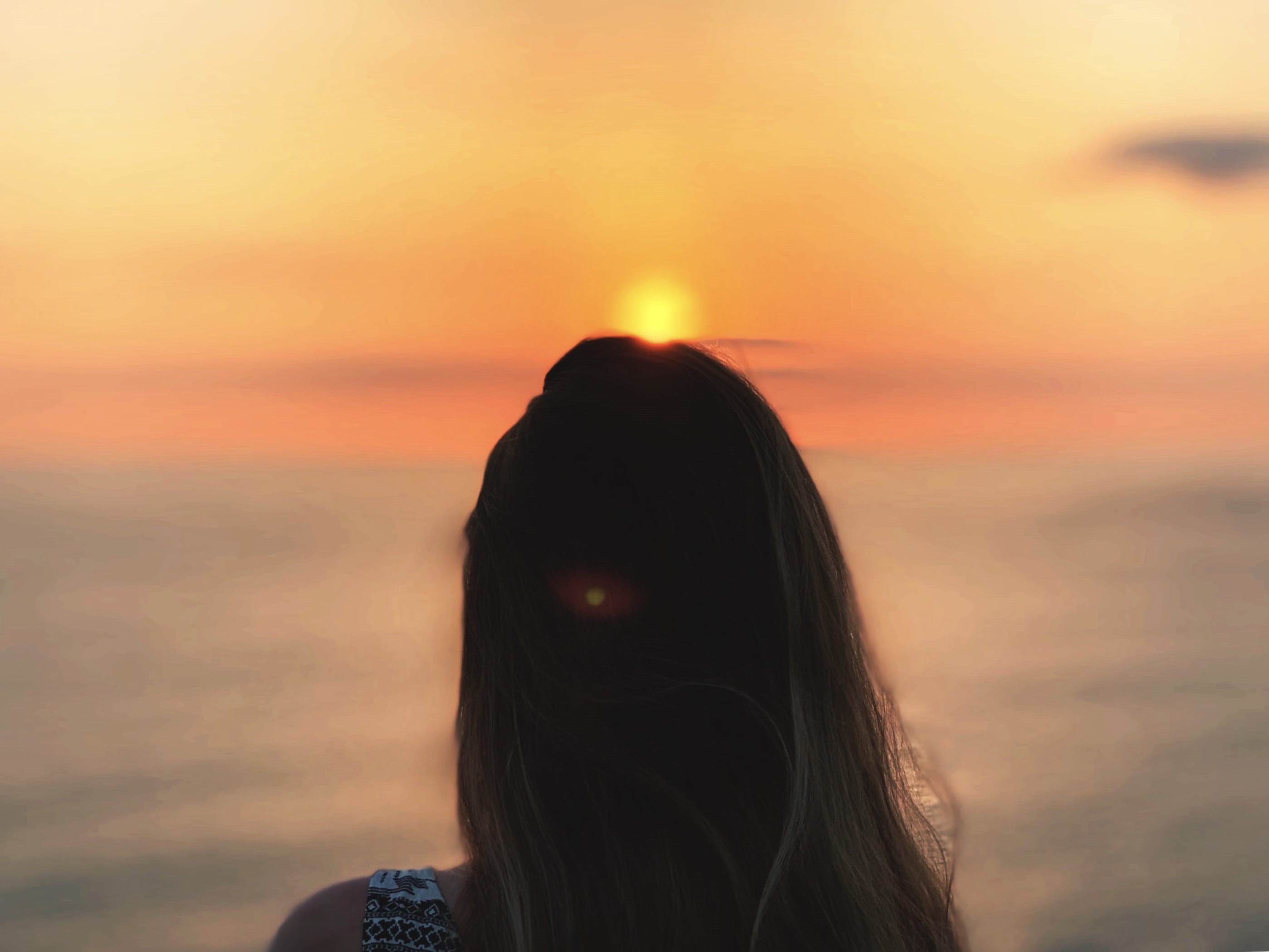 long hair, hair, headshot, sky, indonesia, scenics - nature, kuta selatan, flare, 2K, dark, lifestyles, sunset, hairstyle, dusk, hd, nature, HD Wallpaper