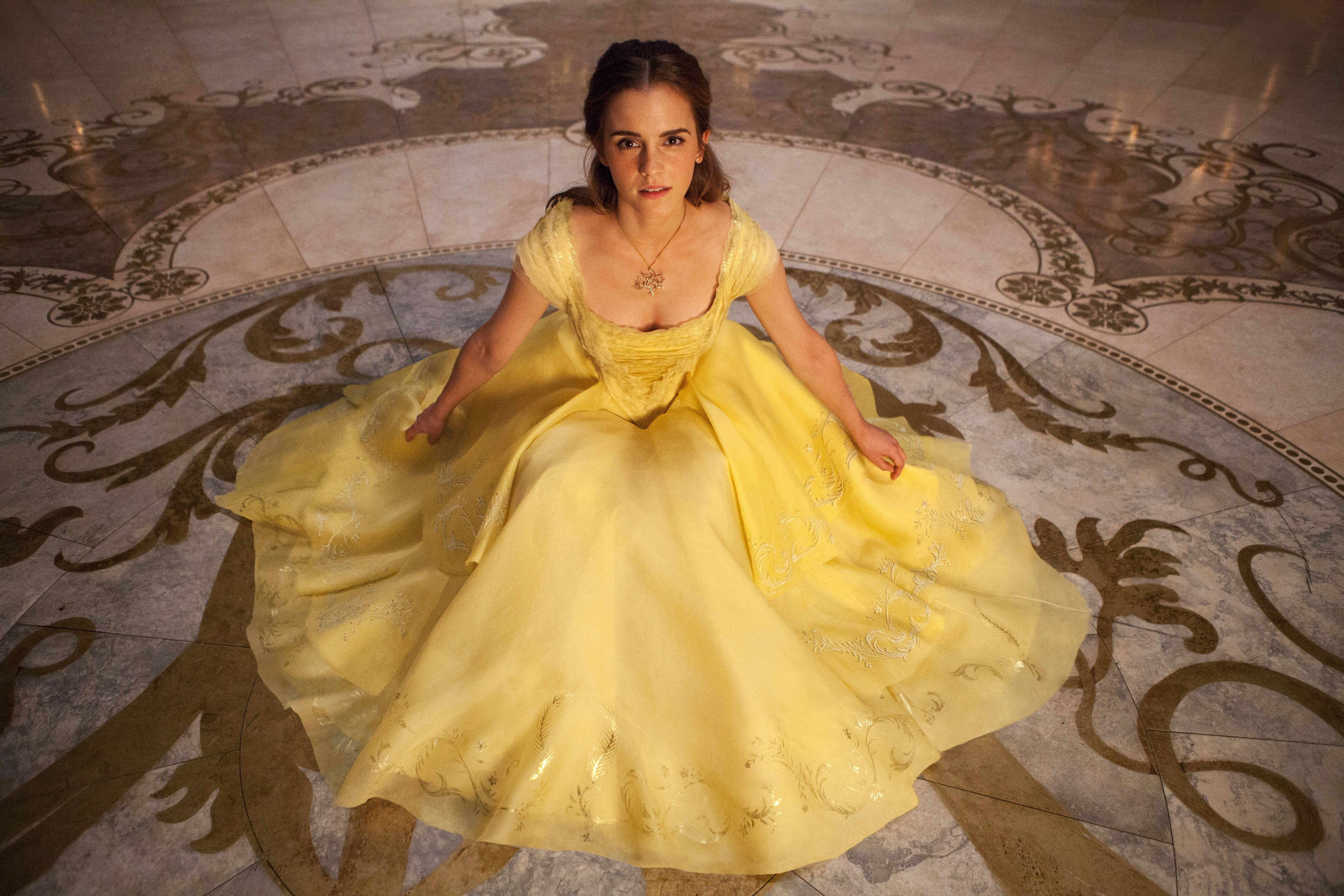 Belle, yellow dress, dress, 5K, Emma Watson, women, Beauty and the Beast, Hollywood, actress, HD Wallpaper