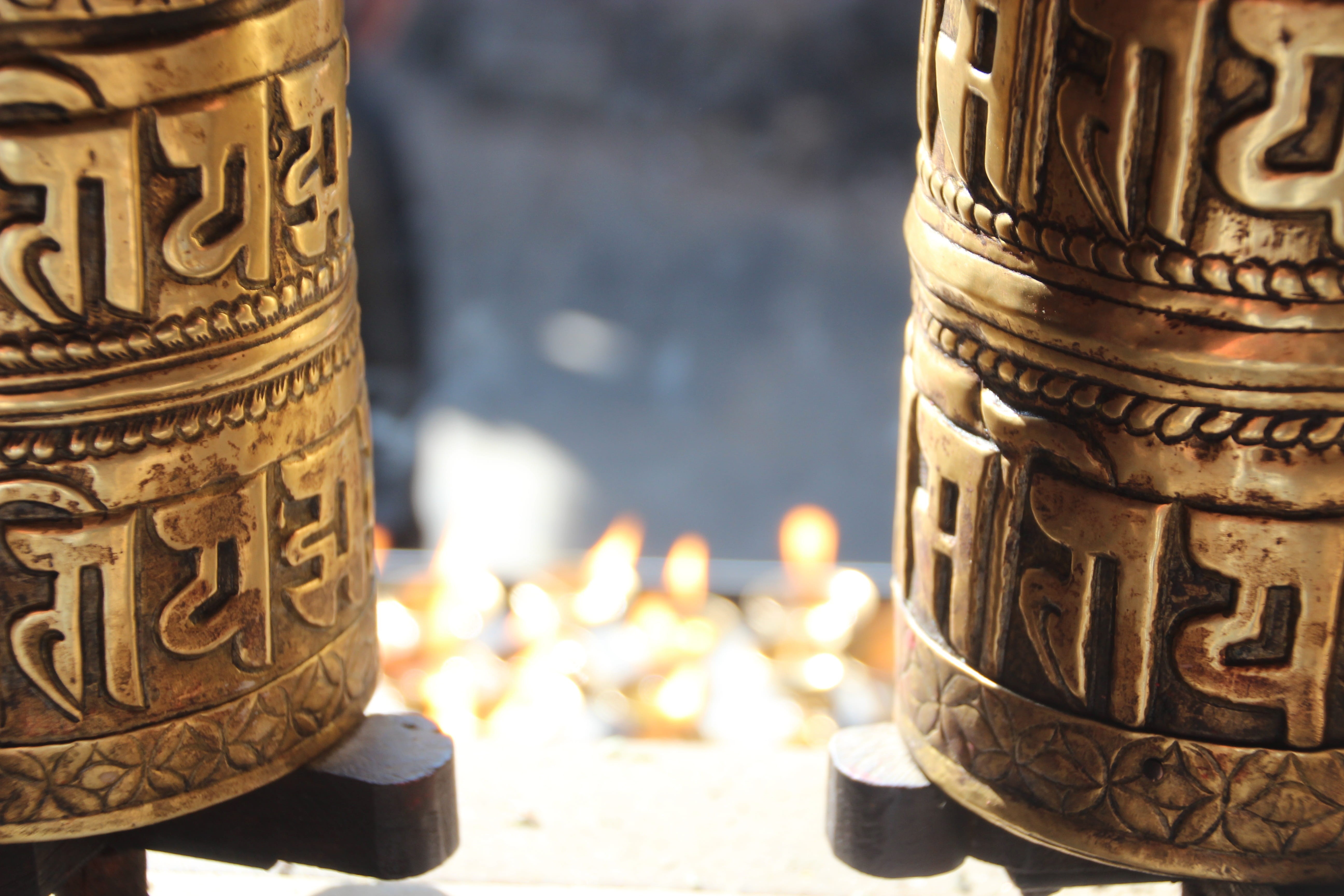 western script, finance, sunlight, container, currency, gold colored, craft, coin, still life, metal, nepal, text, no people, close-up, om mani padme hum, HD Wallpaper