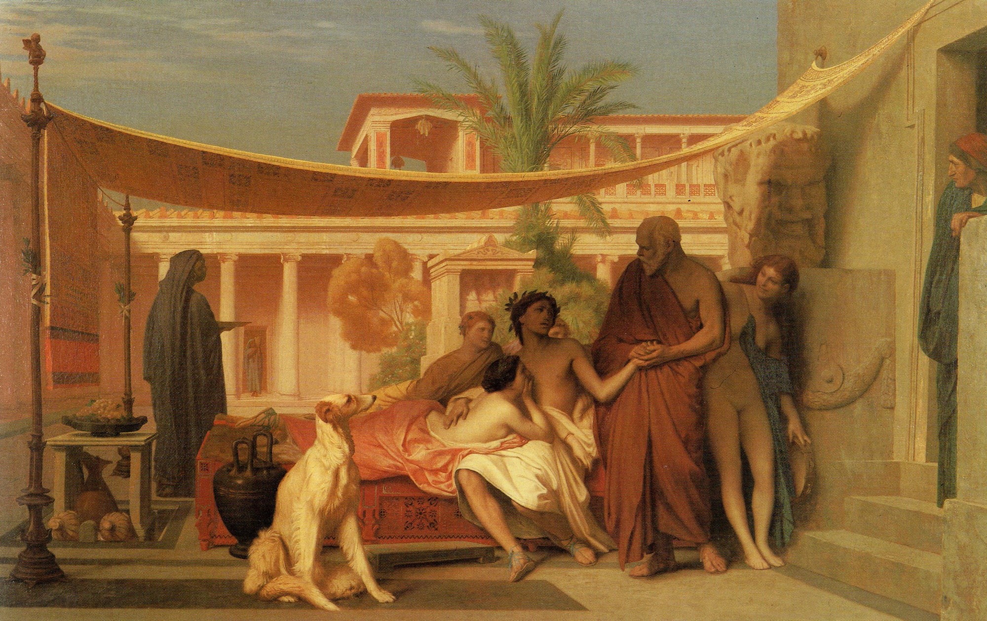mythology, history, picture, Jean-Leon Gerome, Socrates Finds Alcibiades in the House Aspasia, 1080P, HD Wallpaper