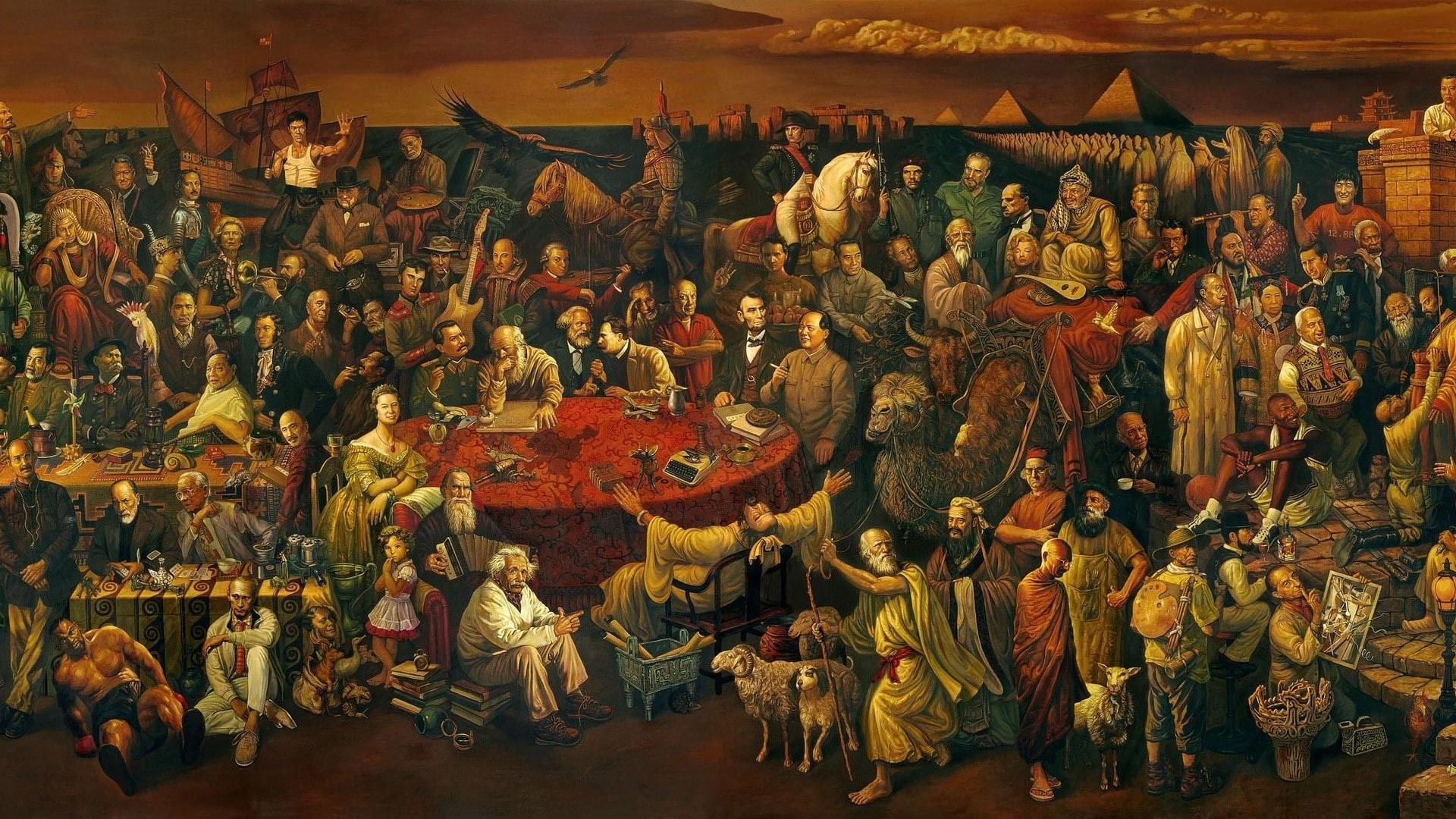 fa, horses, 1080P, bruce, lee, elvis, stalin, tables, animals, men, salvador, dal, mao, presley, political, hd, art, Abstract, Bruce Lee, groups, eagles, HD Wallpaper