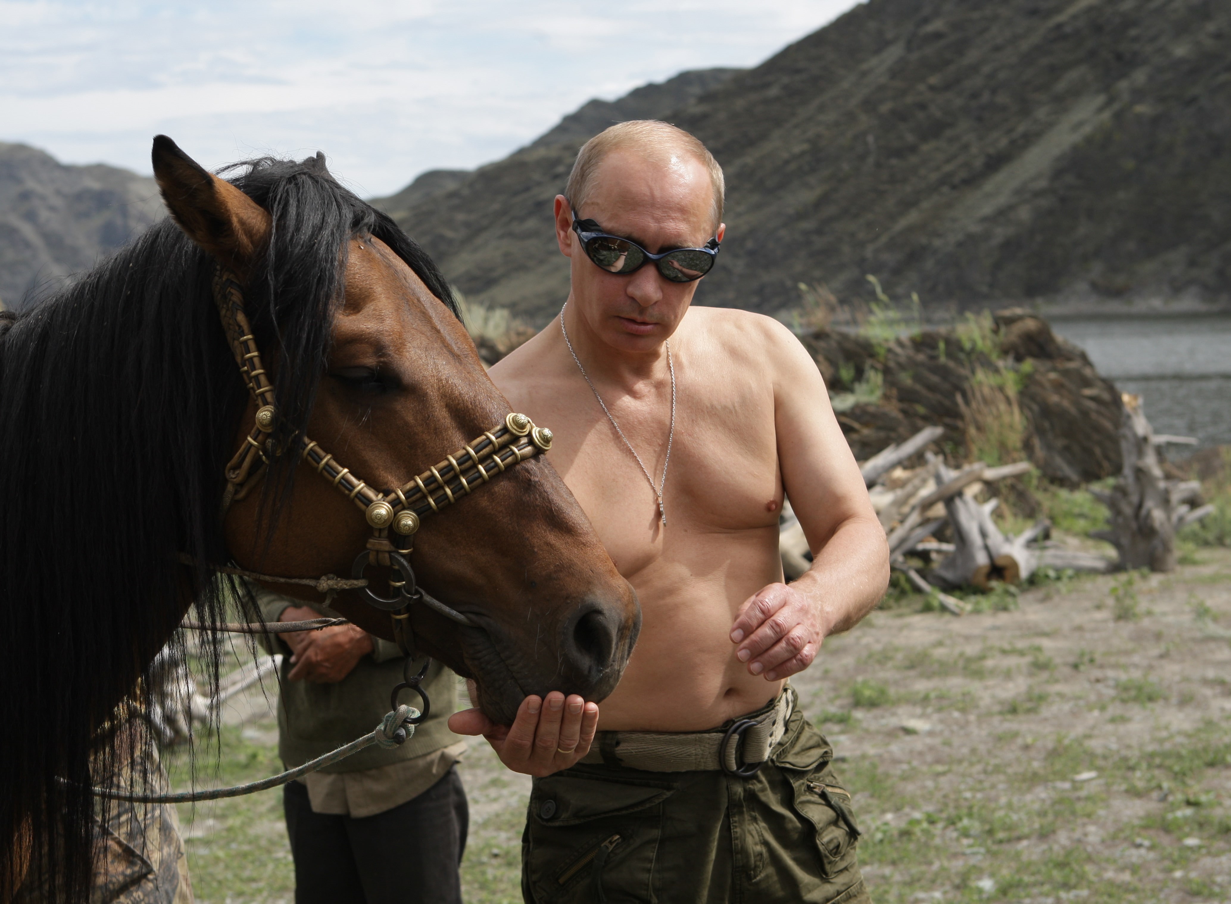 Vladimir Putin, Prime Minister of Russia, horse, nature, Putin, 4K, mountains, the President of Russia, HD Wallpaper