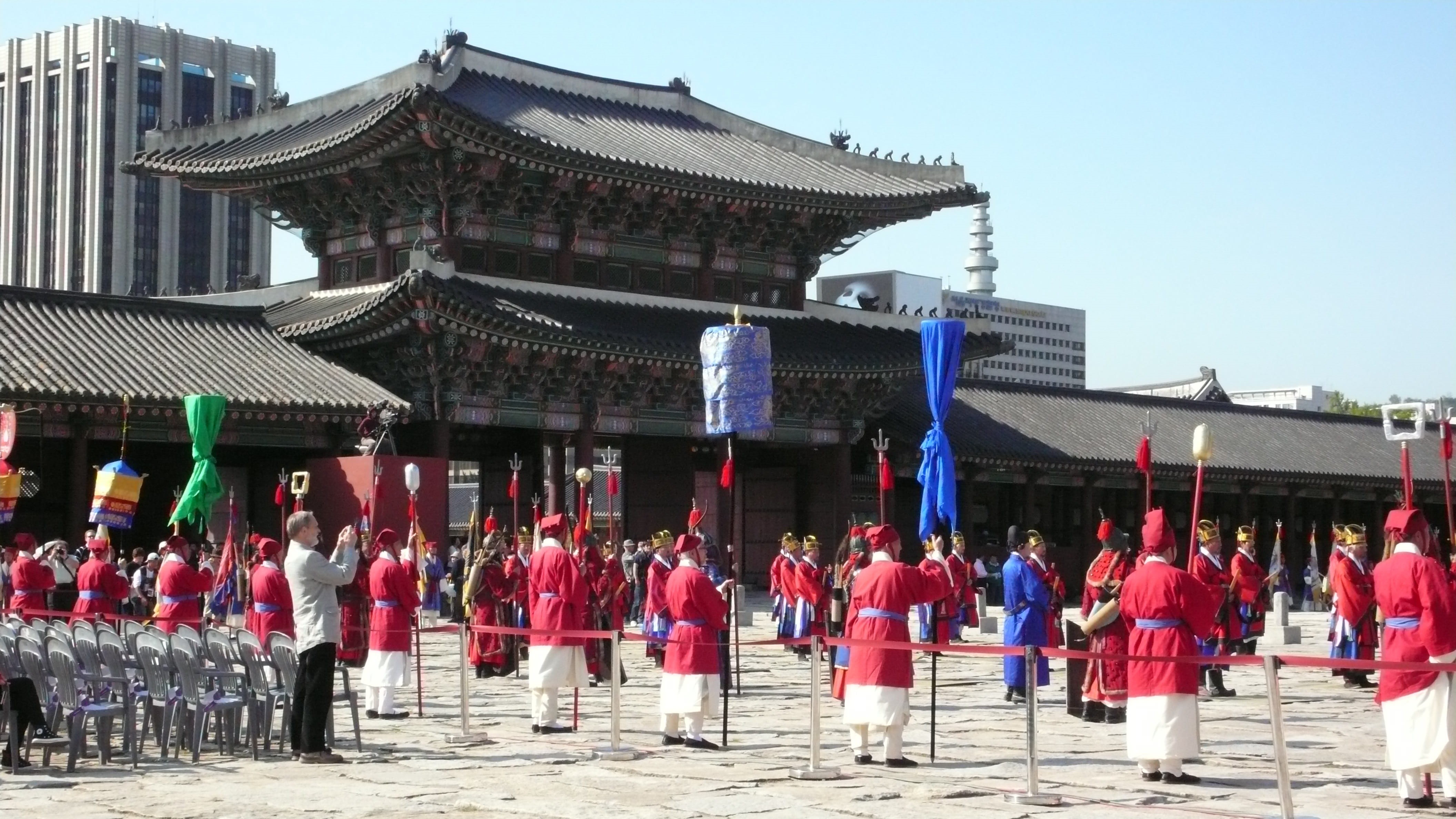nature, sky, architecture, group of people, confucius temple, marching, oriental culture, confucius ceremony, crowd, belief, confucian, day, korea, the festival, HD Wallpaper