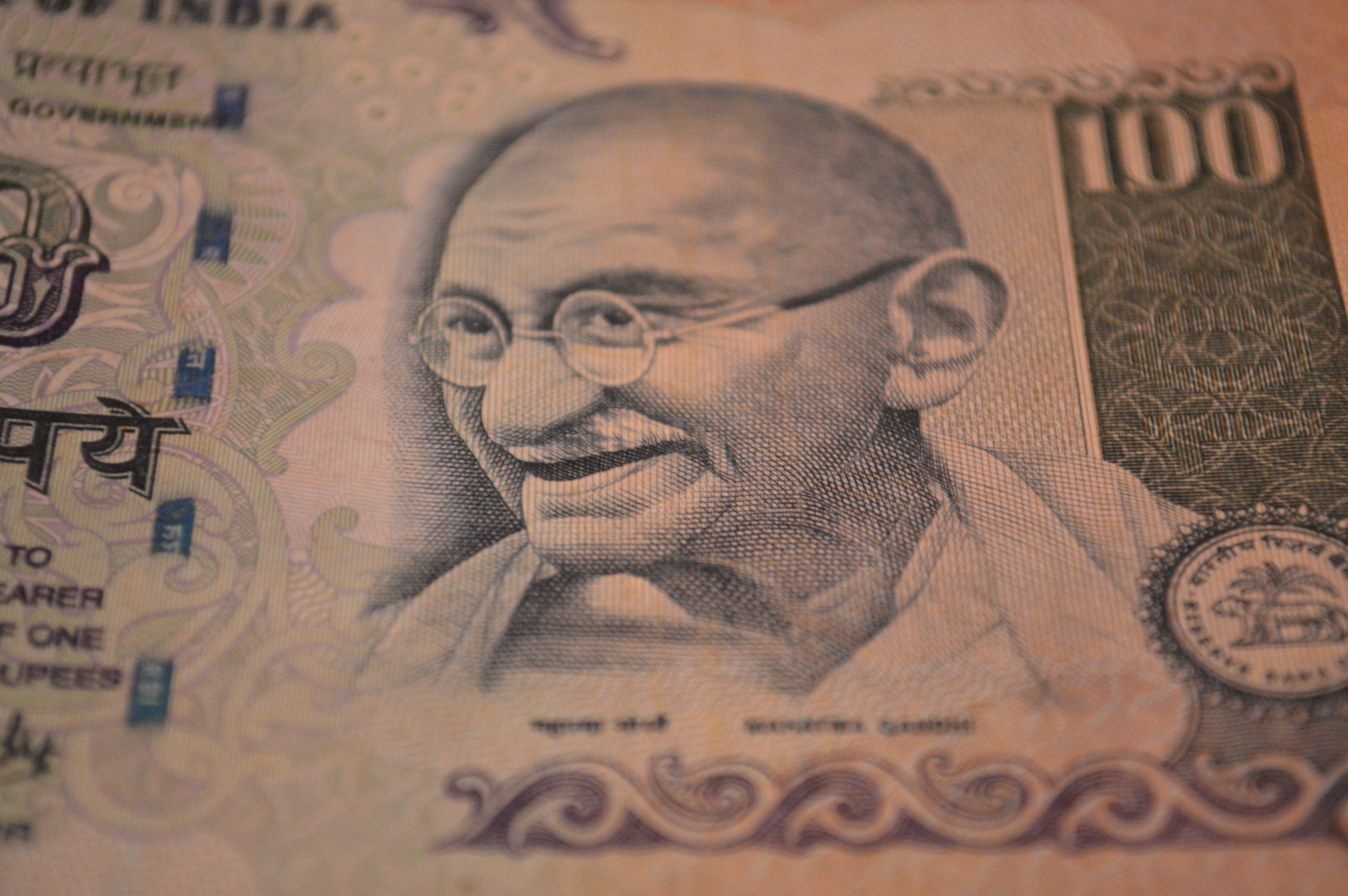 hundred, corporate business, extreme close-up, 5K, india, bringing home the bacon, rupees, macro, bank, finance, 100, mahatma gandhi, no people, indian, HD Wallpaper