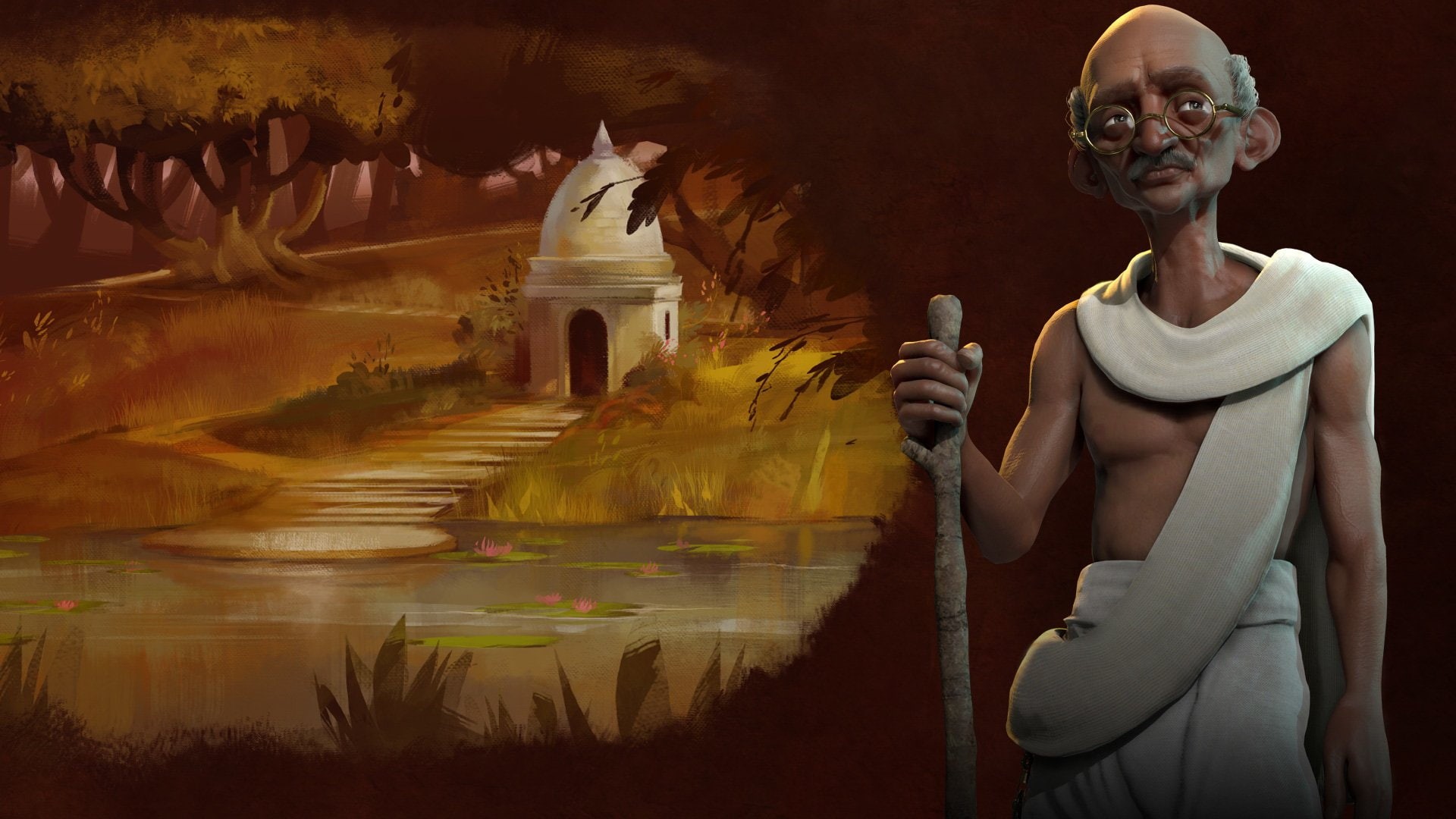 male likeness, evil, candle, adult, architecture, Gandhi, contemplation, representation, one person, Civilization VI, place of worship, belief, religion, HD Wallpaper