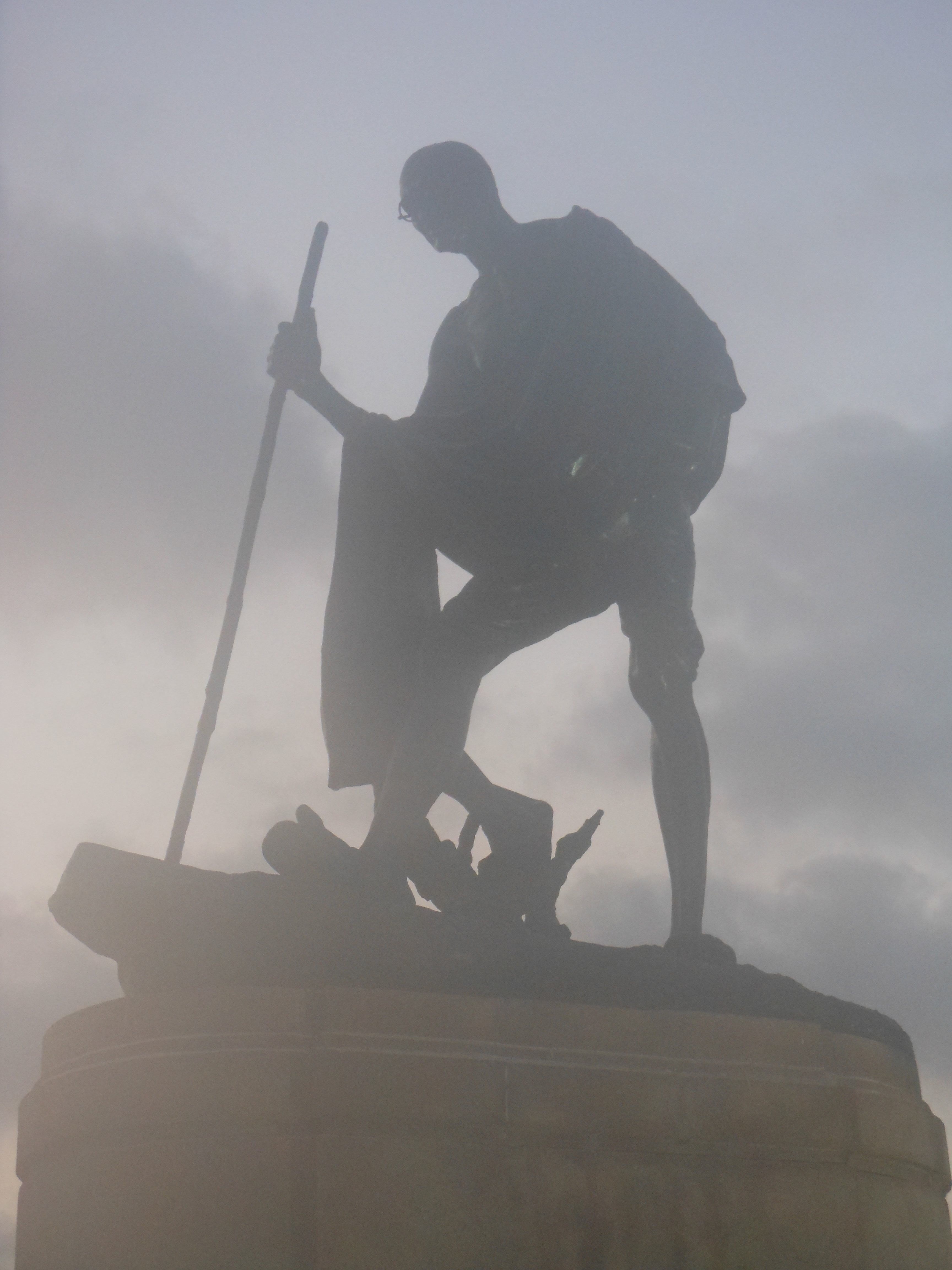 chennai, india, lifestyles, art and craft, day, representation, landmark, human representation, silhouette, one person, men, gandhi, outdoors, low angle view, Phone HD Wallpaper