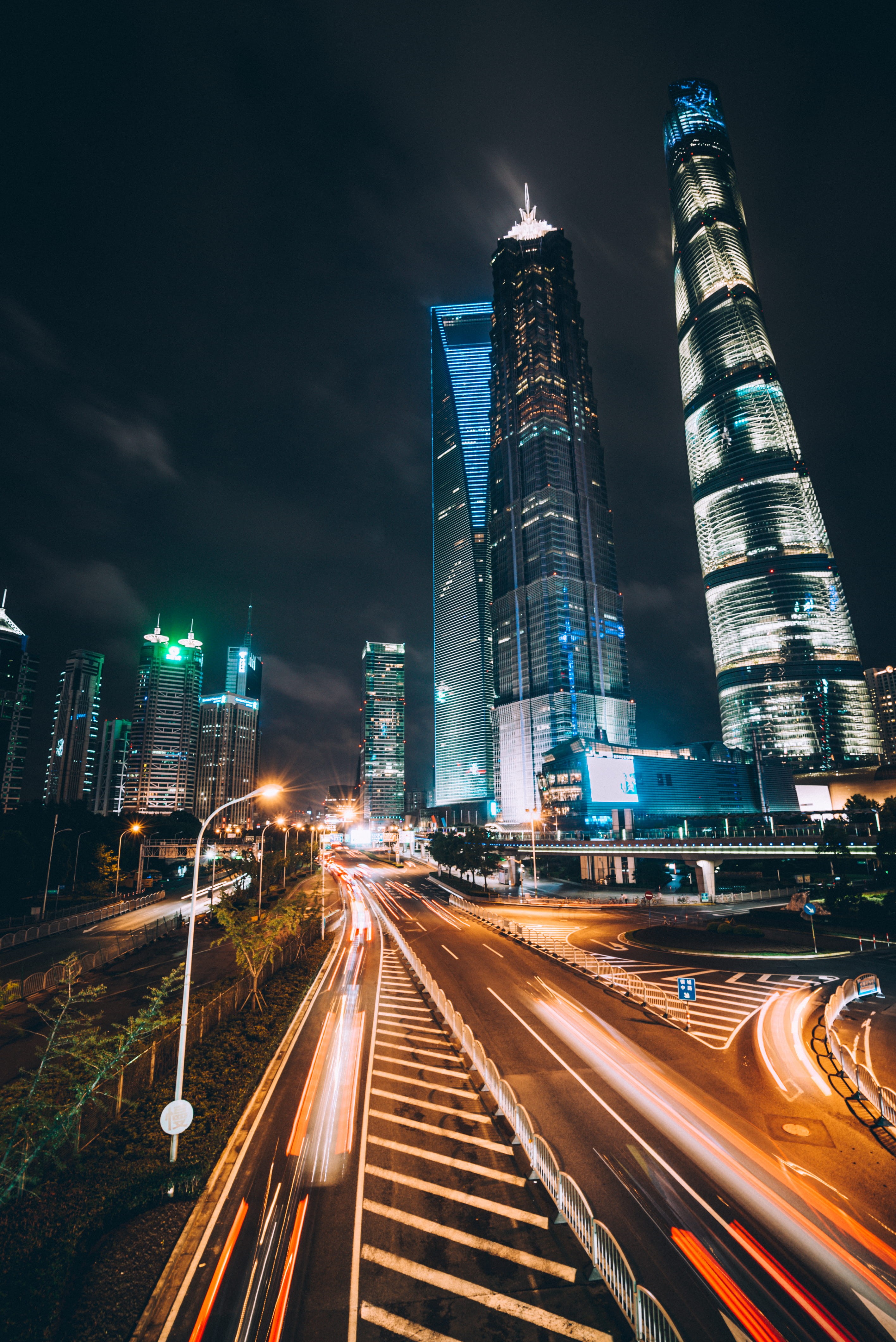 built Structure, lujiazui, center, mode of Transport, office Building, china - East Asia, building, long exposure, cityscape, travel, twilight, illuminated, Phone HD Wallpaper