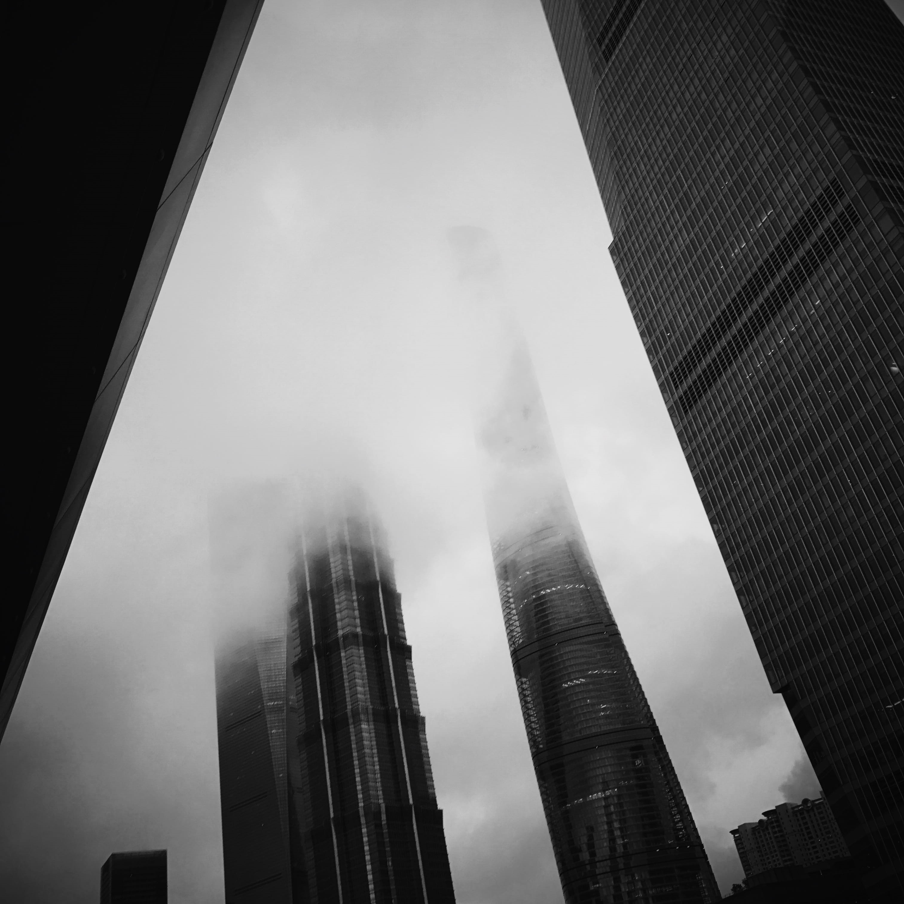 modern, china, day, architecture, sky, no people, city, tall - high, office building exterior, lujiazui, 2K, financial district, air pollution, built structure, Phone HD Wallpaper