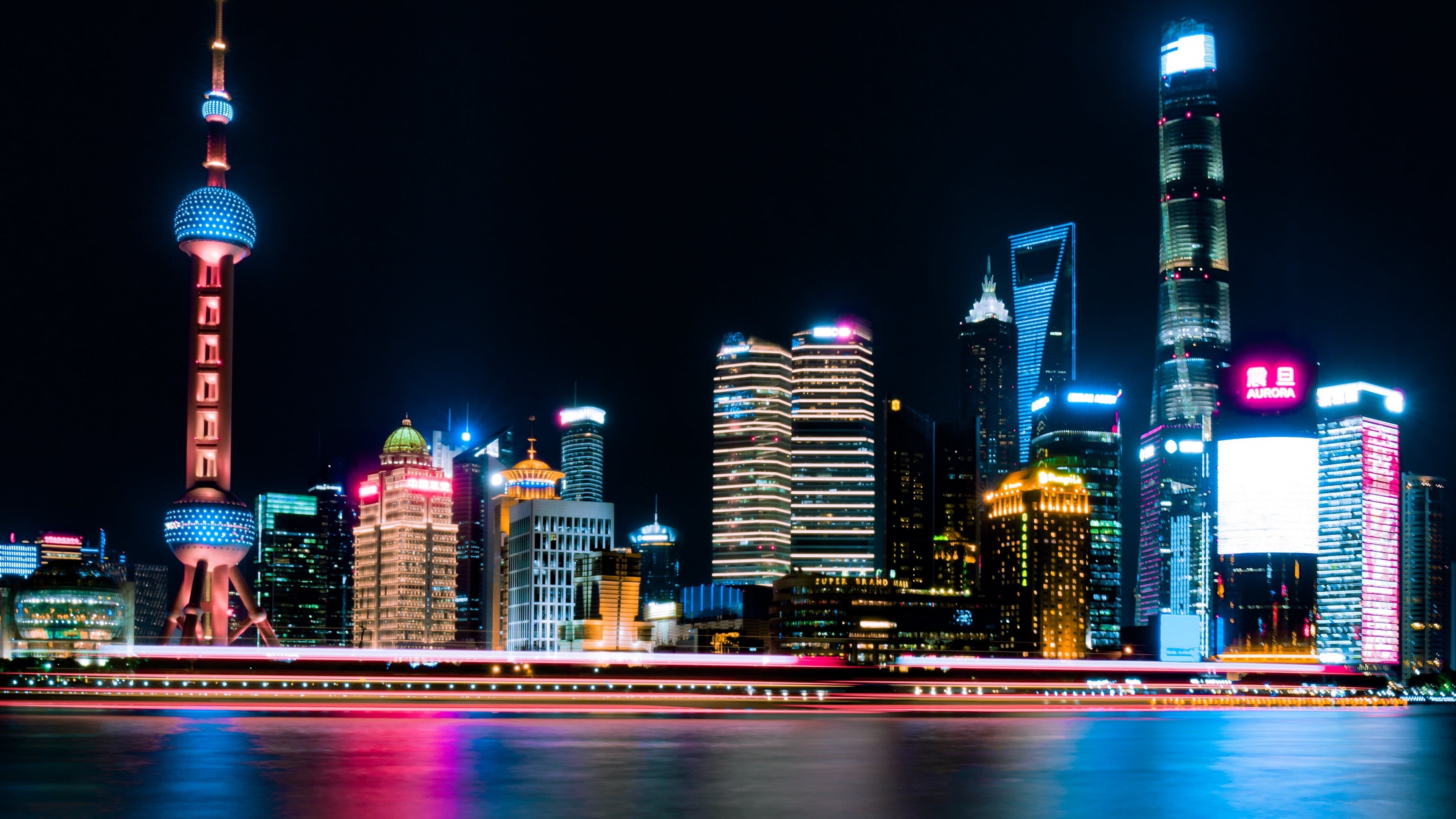 oriental pearl tower, water, travel destinations, outdoors, skyscrapers, city, financial district, office building exterior, shanghai, no people, skyscraper, HD Wallpaper