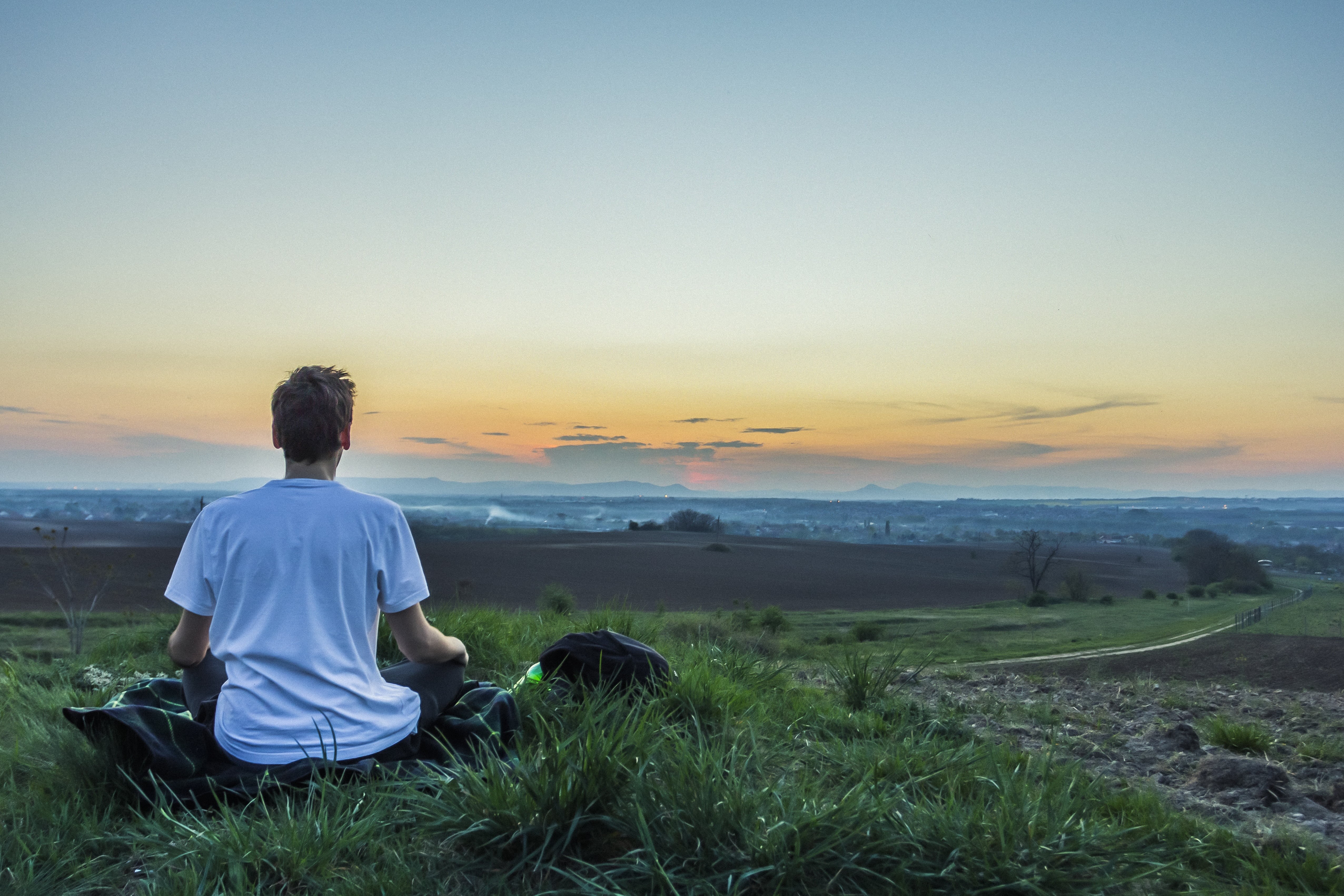 sunset, tranquility, meditation nature, hairstyle, tranquil scene, yoga, peace, body, meditating, position, leisure activity, awareness, zen, one person, HD Wallpaper