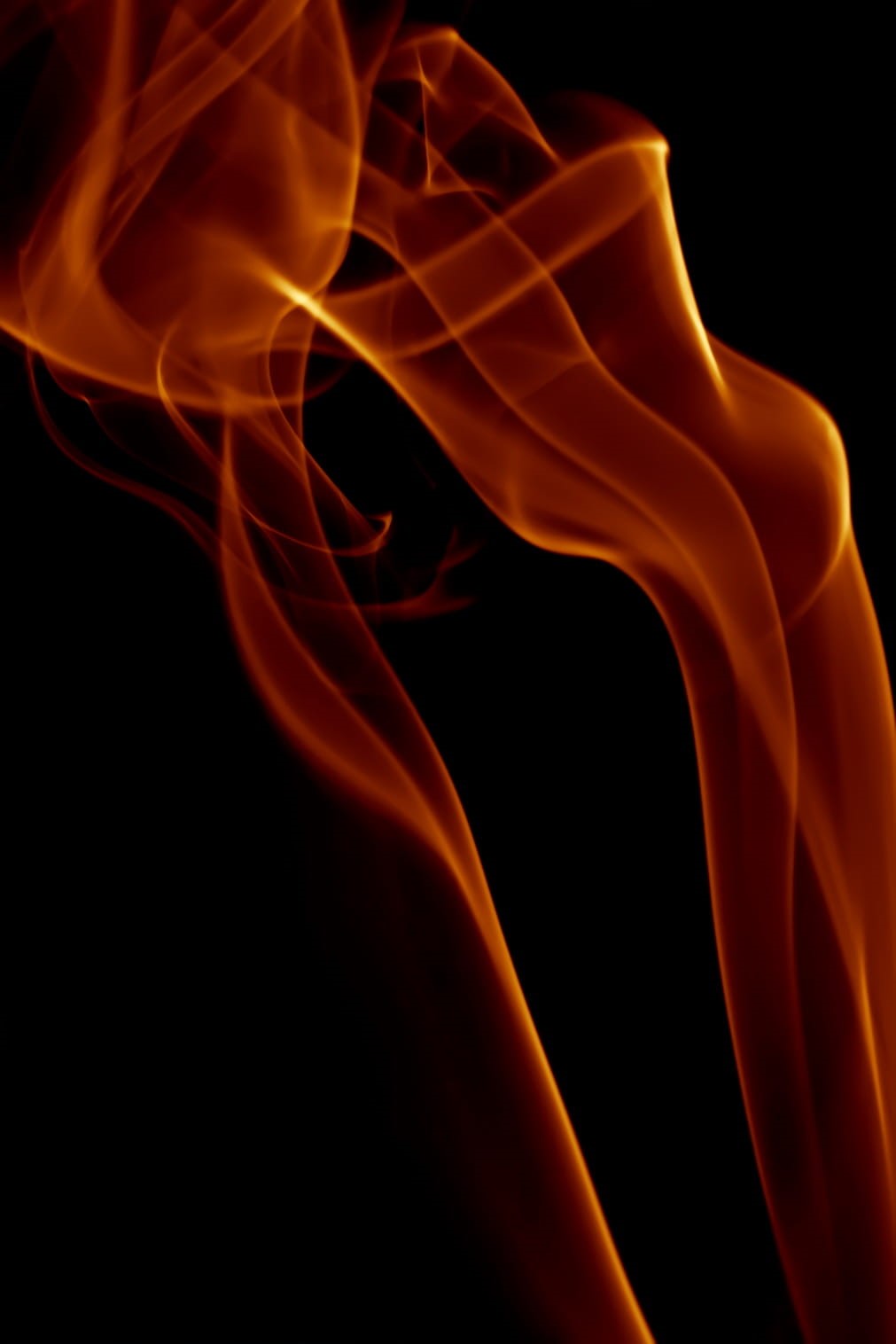 swirl, motion, 720P, shape, nature, smooth, heat - temperature, translucent, transparent, glowing, wave, indoors, smoke - physical structure, fire, black background, Phone HD Wallpaper
