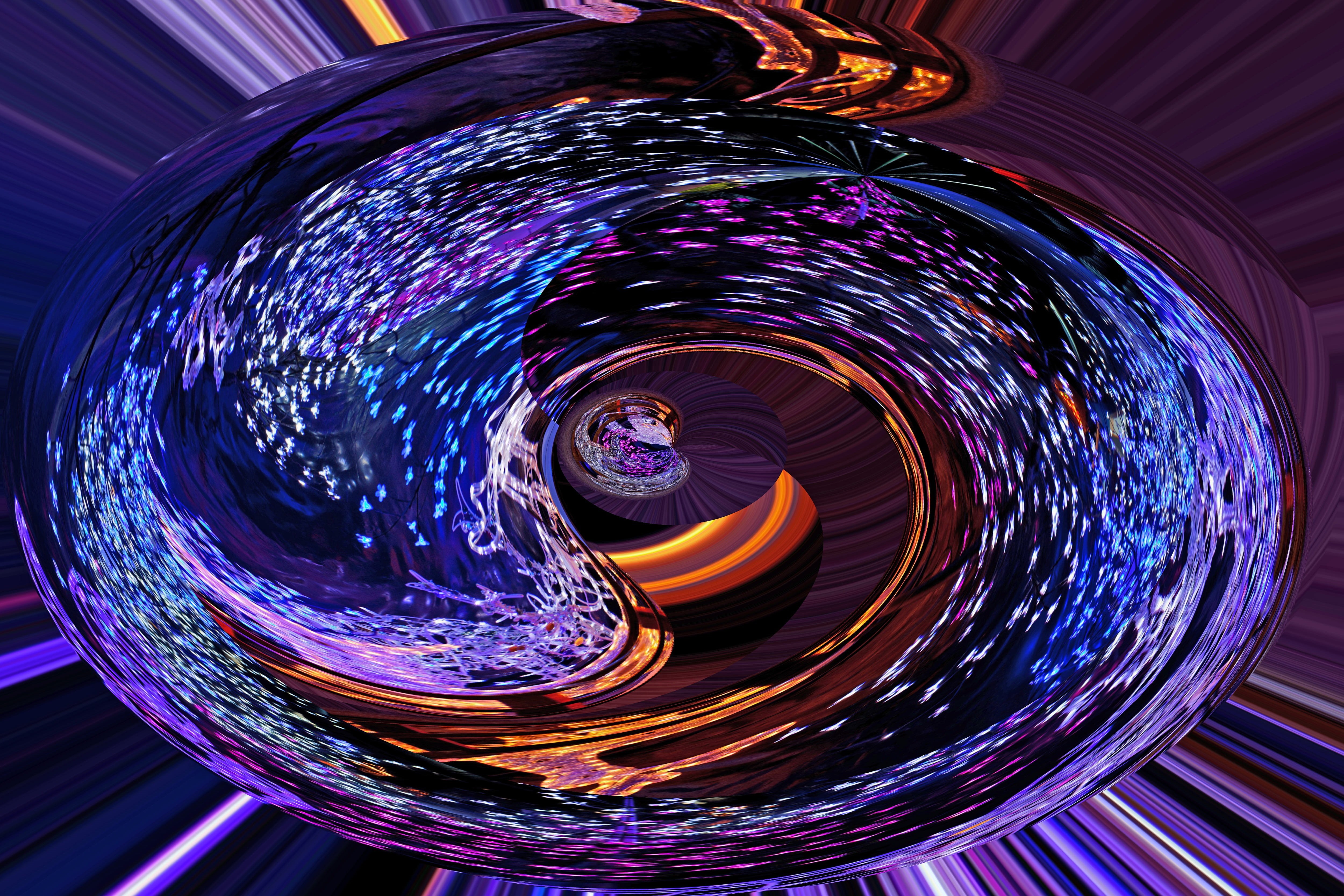 backgrounds, spinning, blurred motion, spiral, illuminated, washing machine, artwork, motion, long exposure, 4K, illustration, circle, multi Colored, night, HD Wallpaper