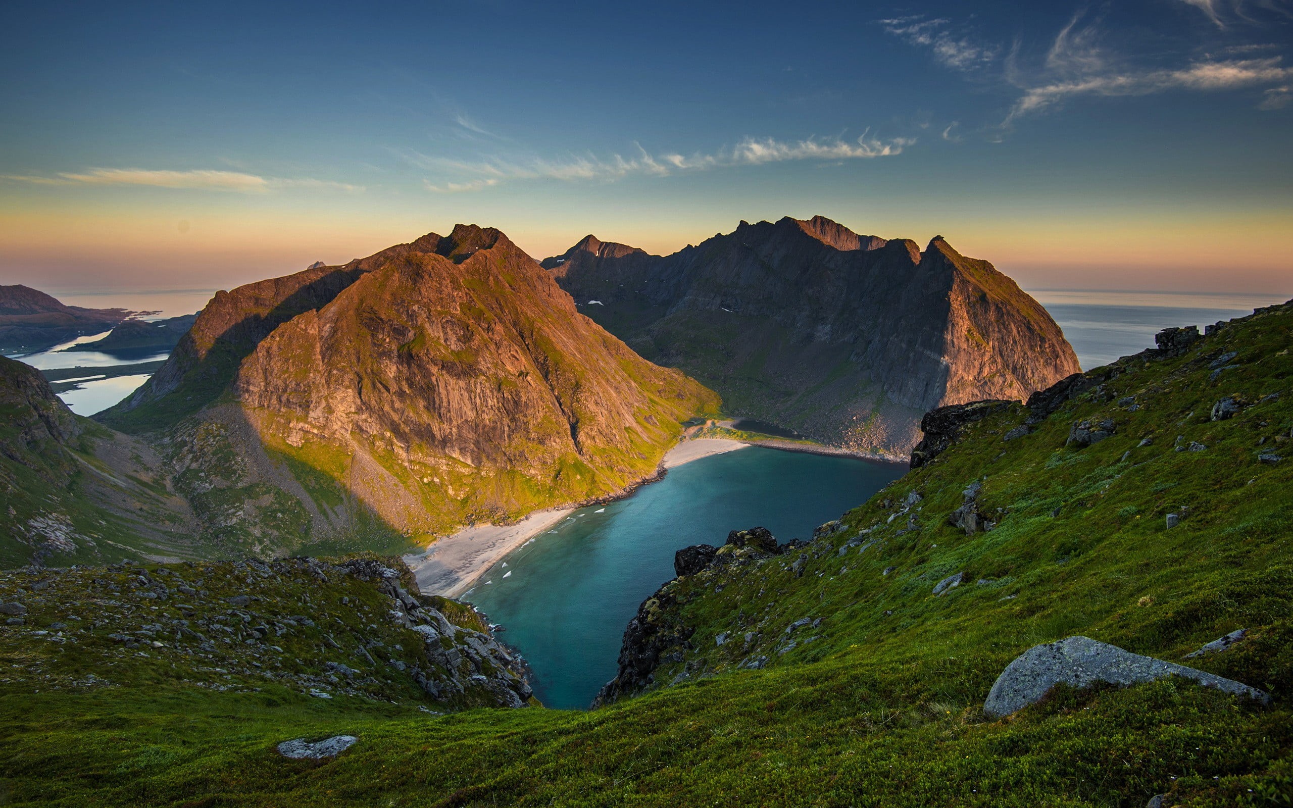 travel destinations, coast, rock, environment, photography, no people, outdoors, sunset, cloud - sky, non-urban scene, mountain range, sea, mountain, scenics - nature, HD Wallpaper
