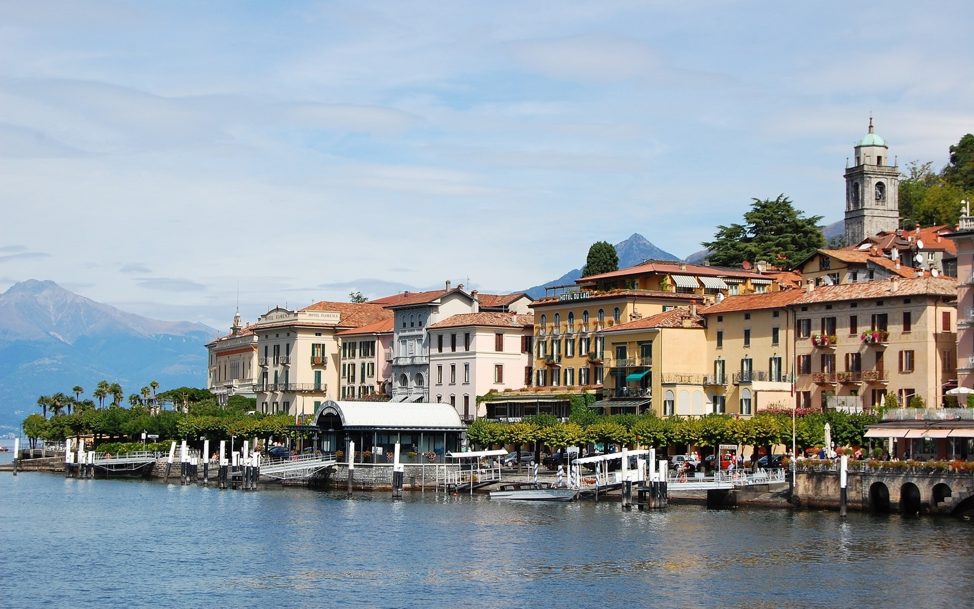 Lake, Buildings, 1080P, Mountains, Pier, Como, Lombardy, Italy, HD Wallpaper