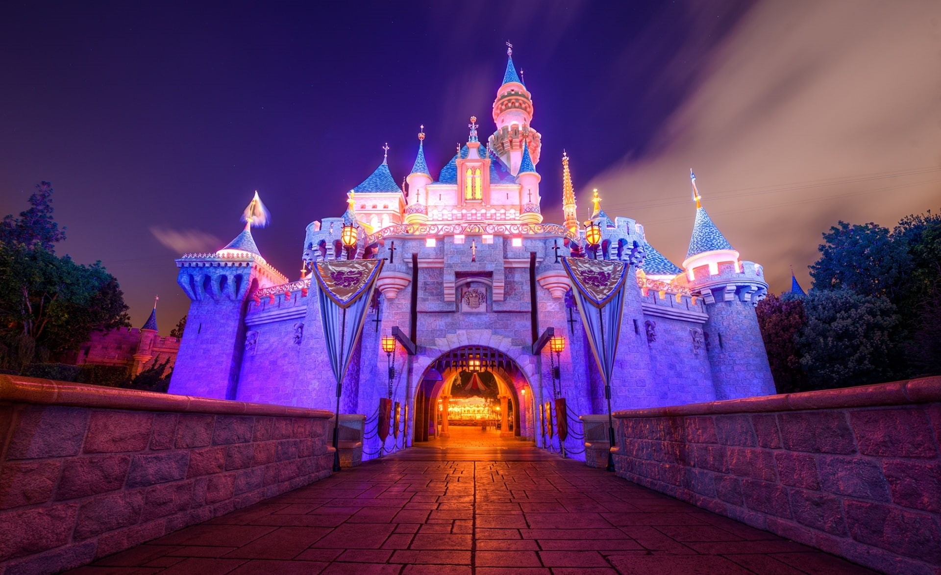 building exterior, Architecture, city, the way forward, direction, California, castle, beauty, religion, sky, spirituality, nature, pink, purple, belief, HD Wallpaper