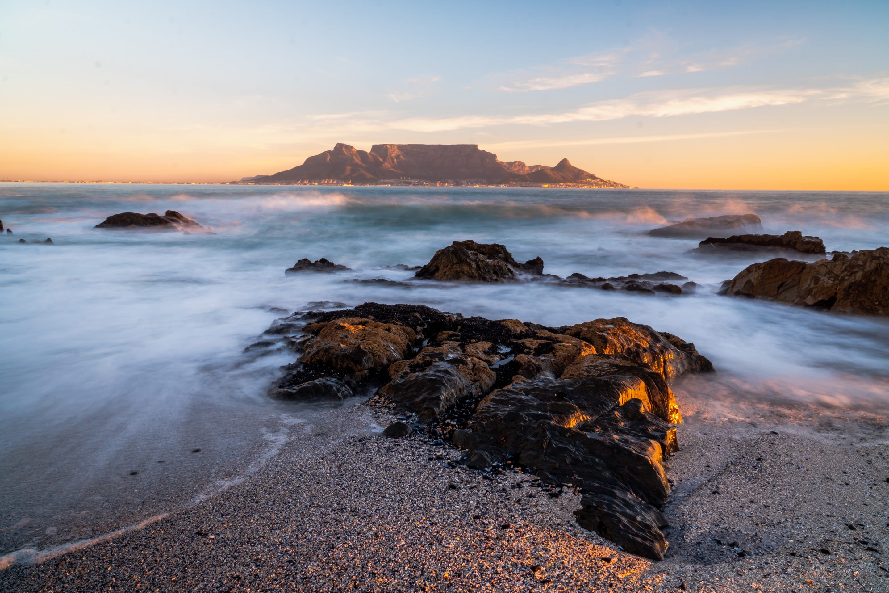 sea, south africa, power in nature, solid, no people, orange color, land, beach, horizon over water, tranquility, 2K, horizon, water, scenics - nature, HD Wallpaper