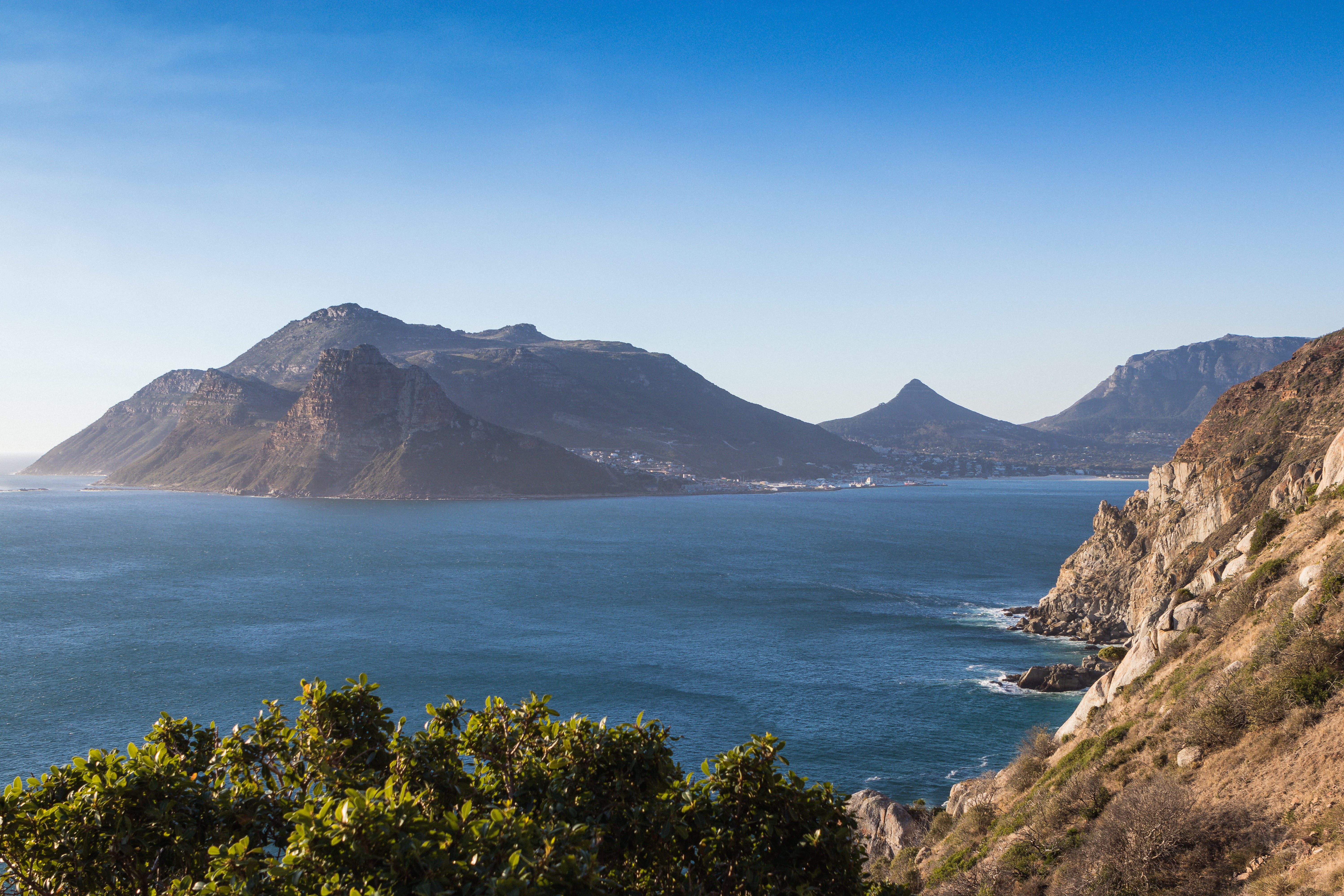 no people, hout bay, sea, outdoors, south africa, cape town, mountain peak, day, water, nature, beauty in nature, clear sky, mountain range, plant, mountain, HD Wallpaper