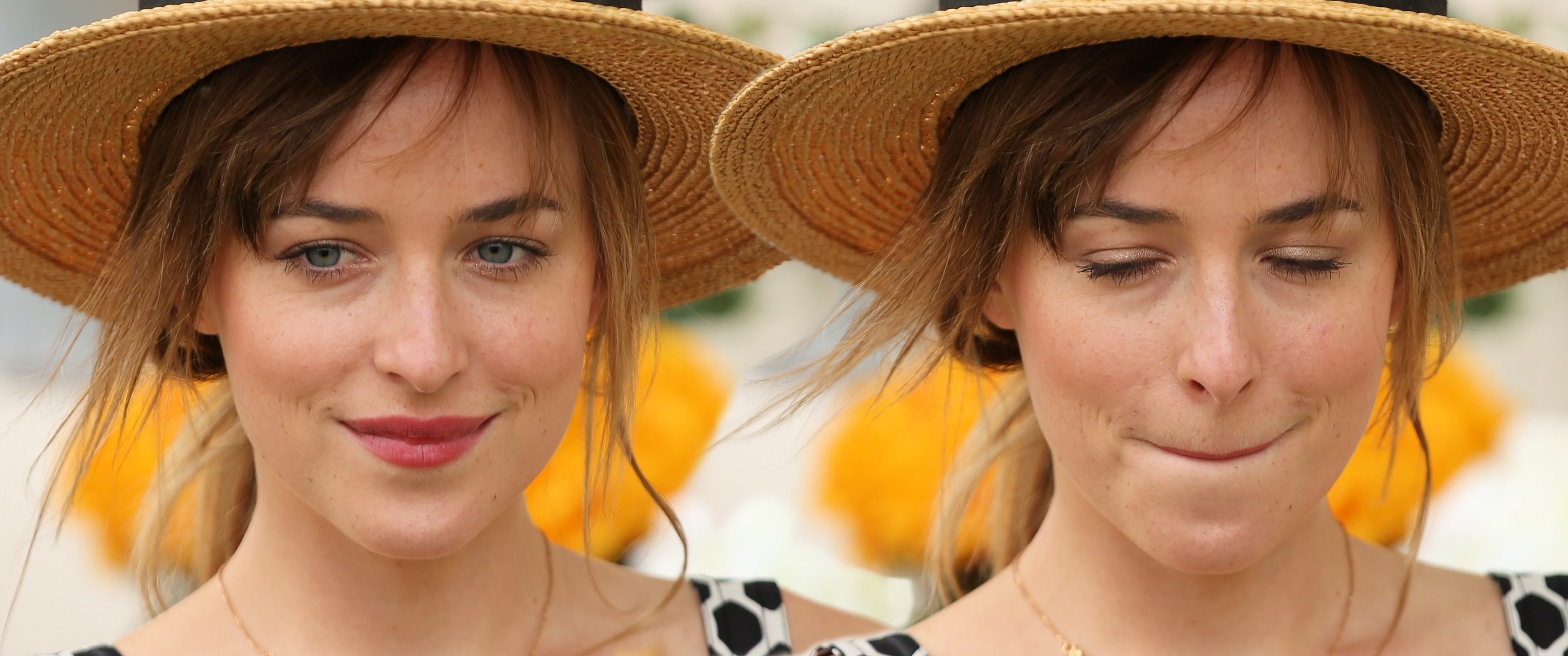 long hair, clothing, young adult, two people, looking at camera, bonding, front view, hair, Dakota Johnson, smiling, leisure activity, couple - relationship, HD Wallpaper