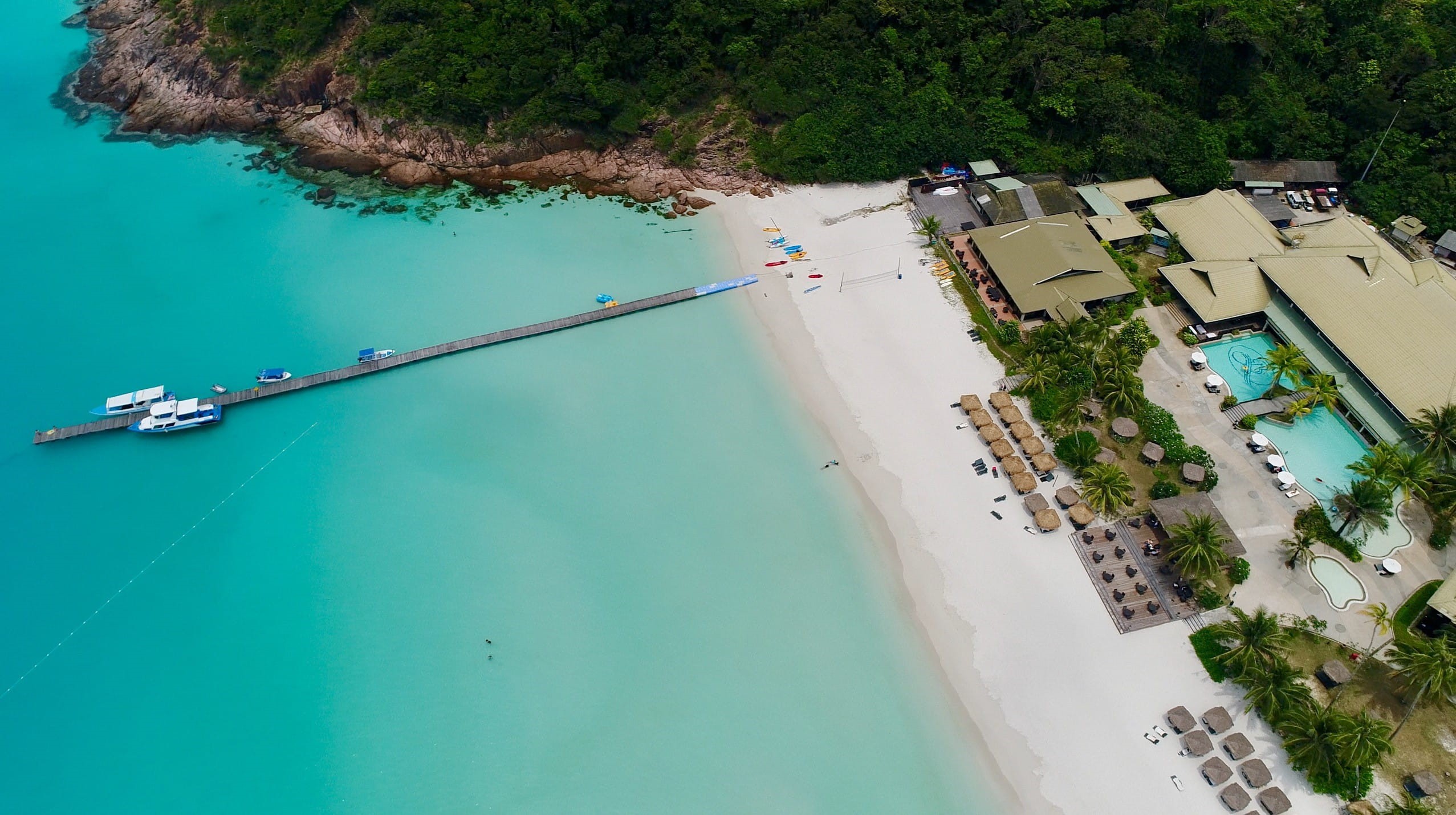 destinations in asia, scenics - nature, best beaches in asia, building exterior, turquoise colored, green color, aerial view, water, best islands in malaysia, HD Wallpaper