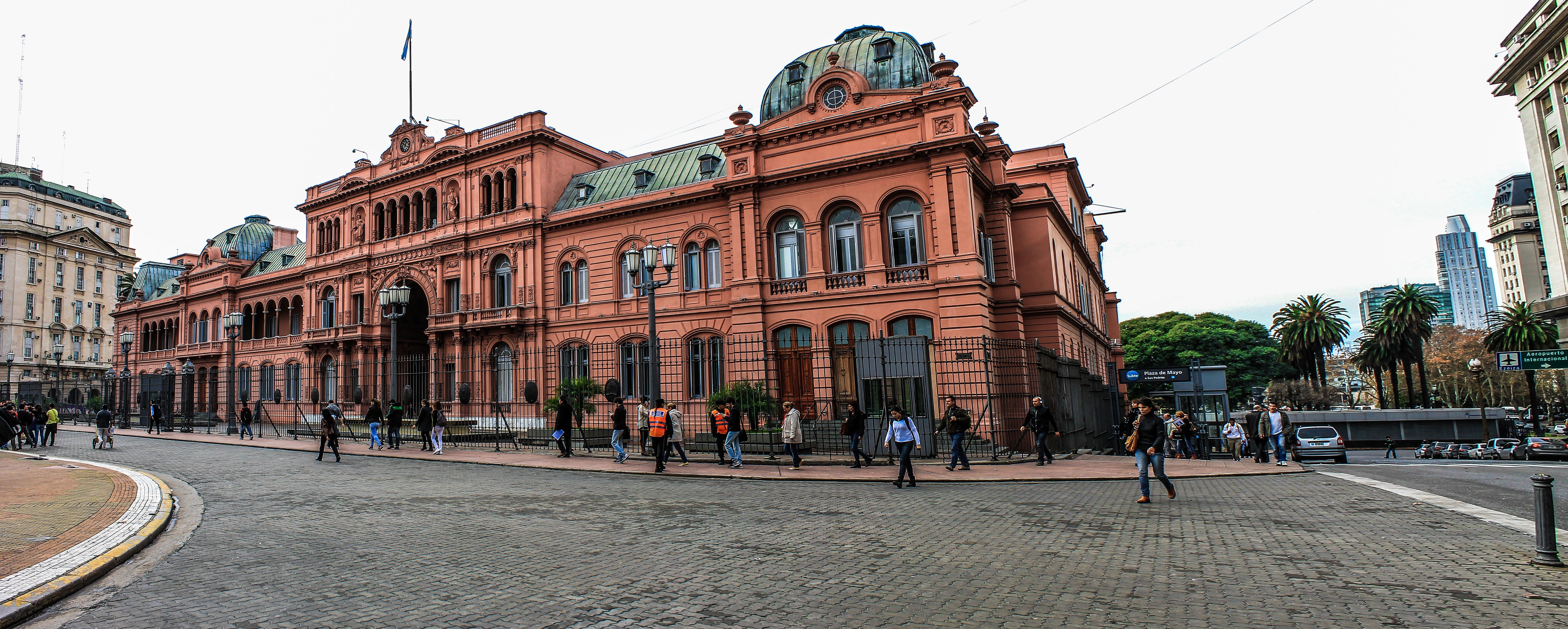 tourism, facade, the past, brown, government, sky, built structure, building exterior, house, street, 5K, city life, day, travel, casa rosada, park, argentina, HD Wallpaper