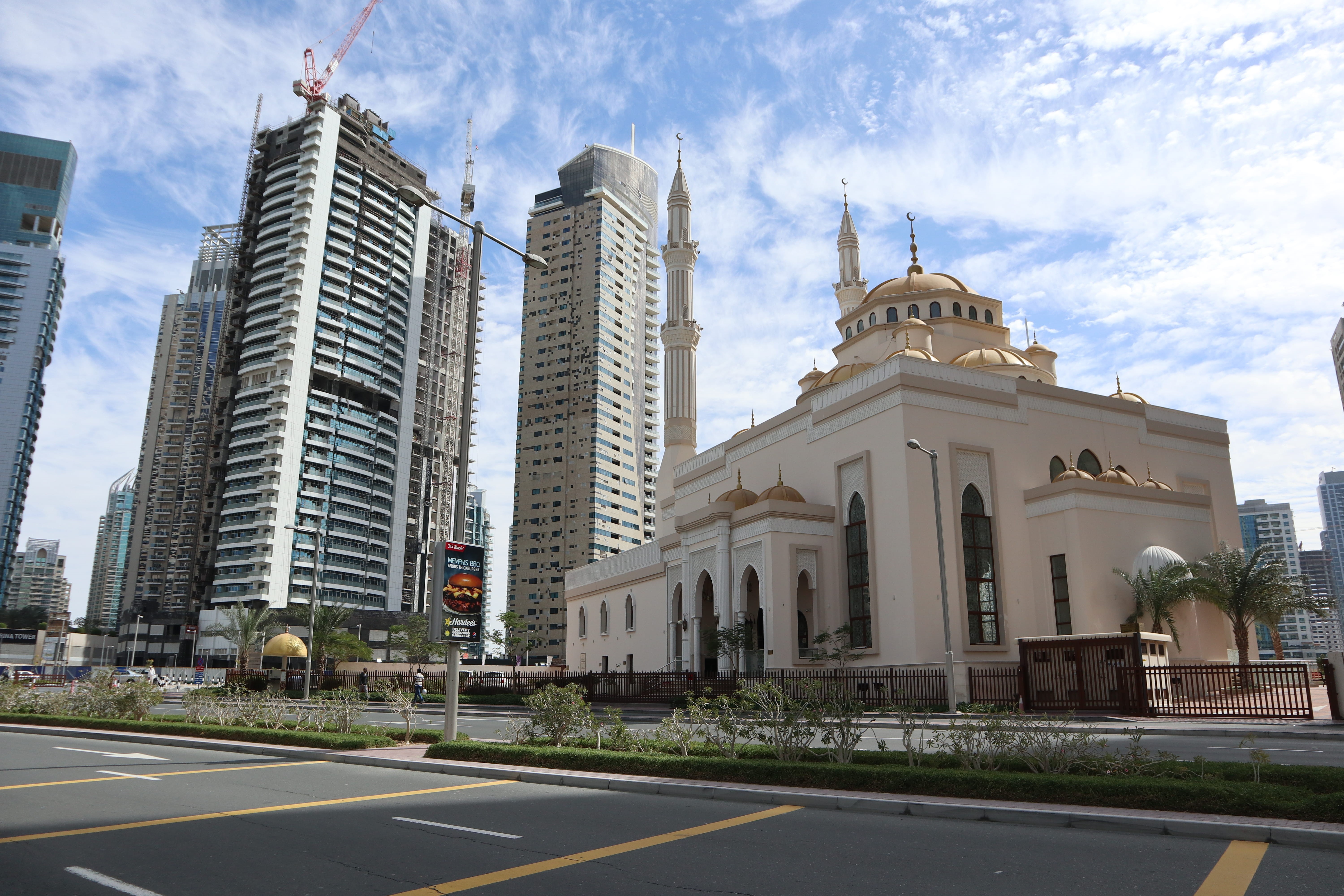united arab emirates, sky, built structure, tall - high, skyscraper, architecture, modern, tower, office building exterior, no people, transportation, road, HD Wallpaper
