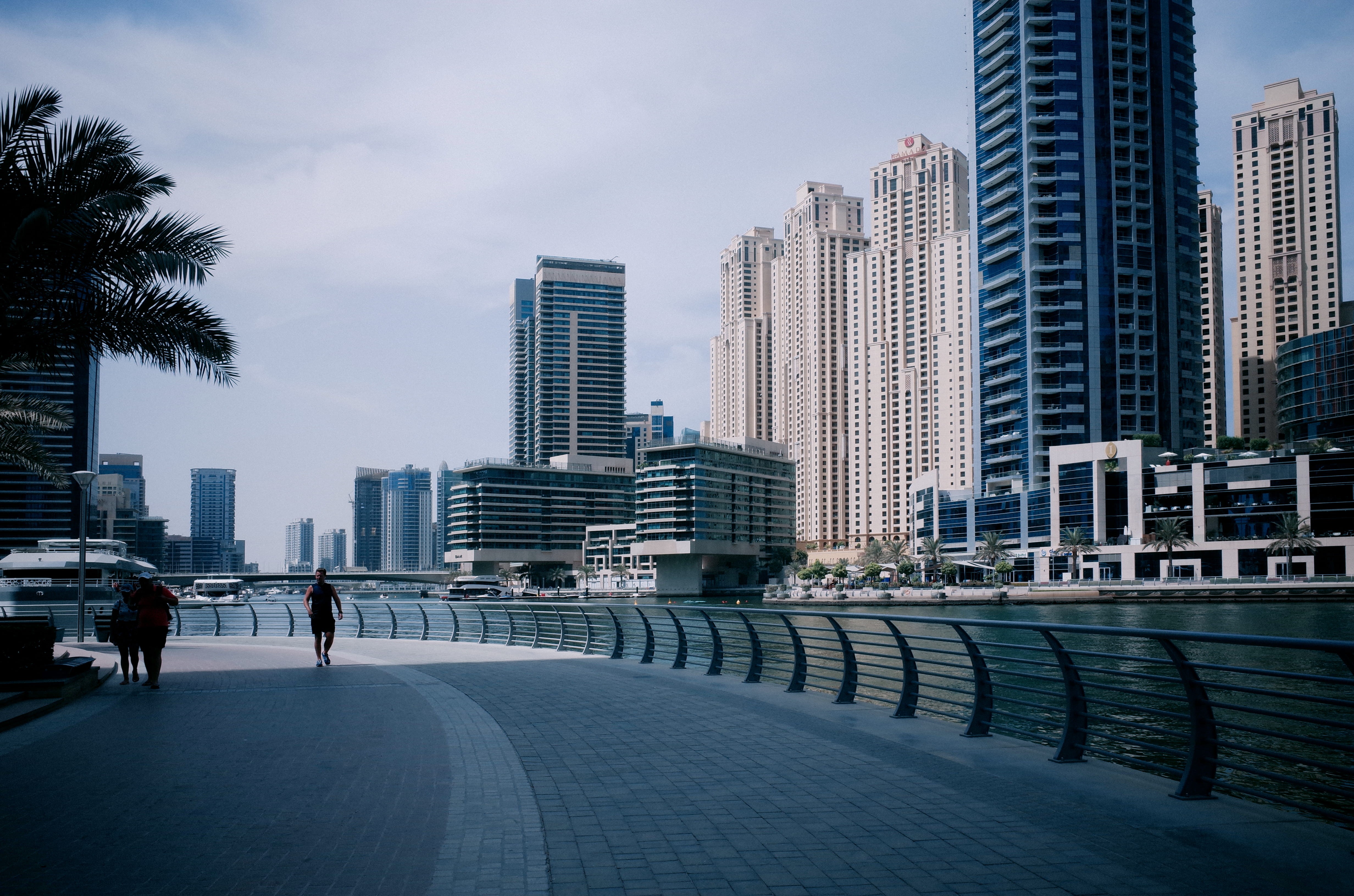 building exterior, water, look up, building, office building exterior, dubai marina, tree, dubai, sky, incidental people, united arab emirates, tower, architecture, HD Wallpaper
