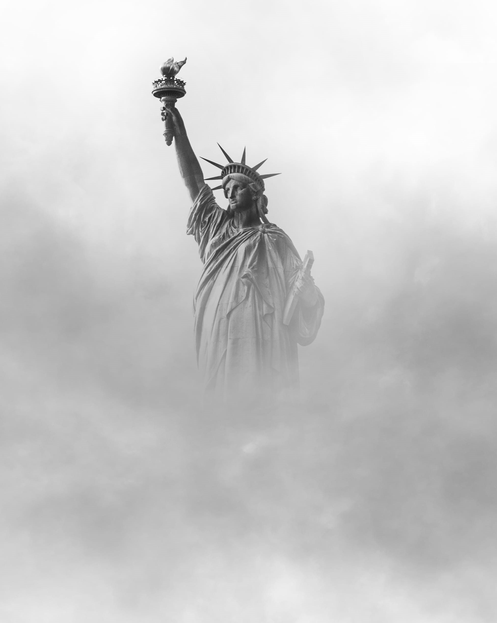smoke, travel, creativity, sculpture, travel destinations, statue, nature, representation, cloud - sky, day, surrounded, york, sky, female likeness, statue of liberty, Phone HD Wallpaper