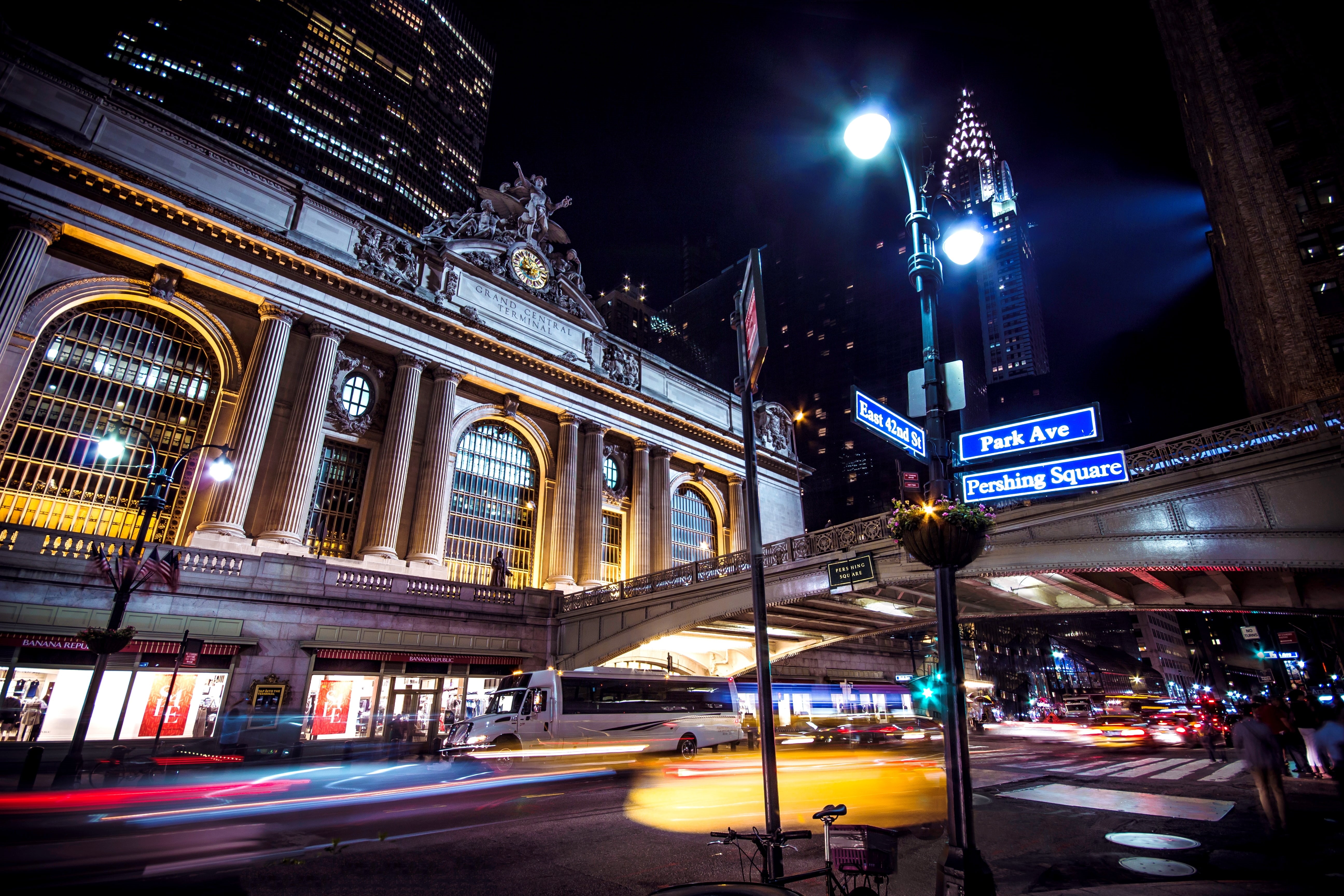 concrete, street, lights, New York, Manhattan, bridge, index, The Chrysler building, NYC, Grand Central Station, excerpt, the building, gray, road, Chrysler Building, HD Wallpaper