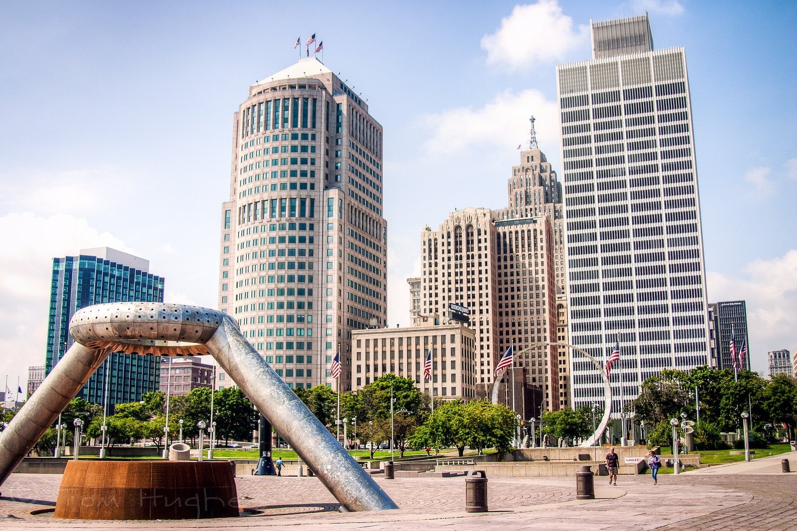 port, docks, jet, usa, art, offices, towers, bridges, ford, stores, chrysler, night, architecture, monorail, downtown, cities, michigan, detroit, buildings, HD Wallpaper
