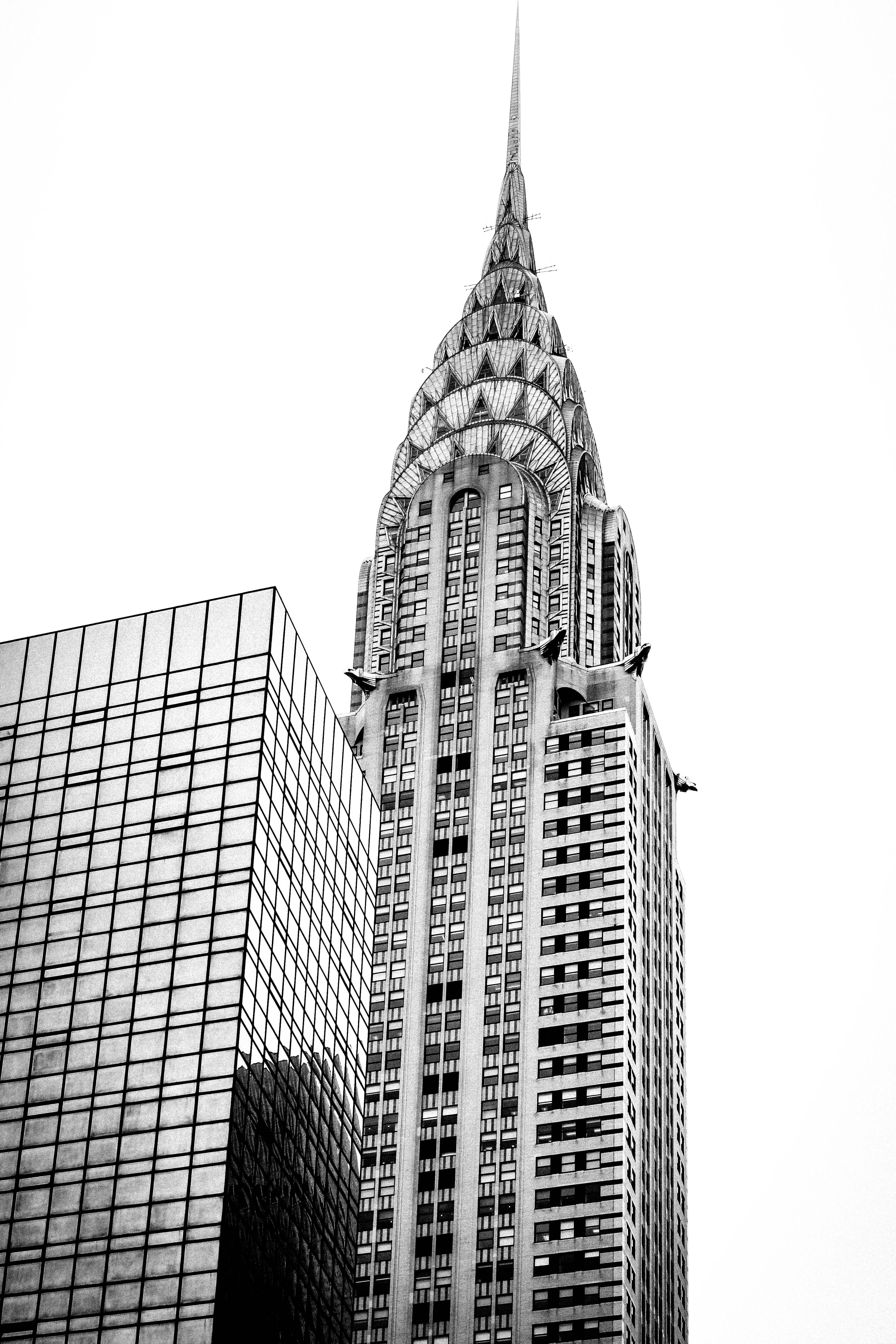 skyscrapers, tower, architecture, office, new york city, chryster building, nyc, new york, sky, historic, low angle view, tall - high, 4K, building, day, Phone HD Wallpaper