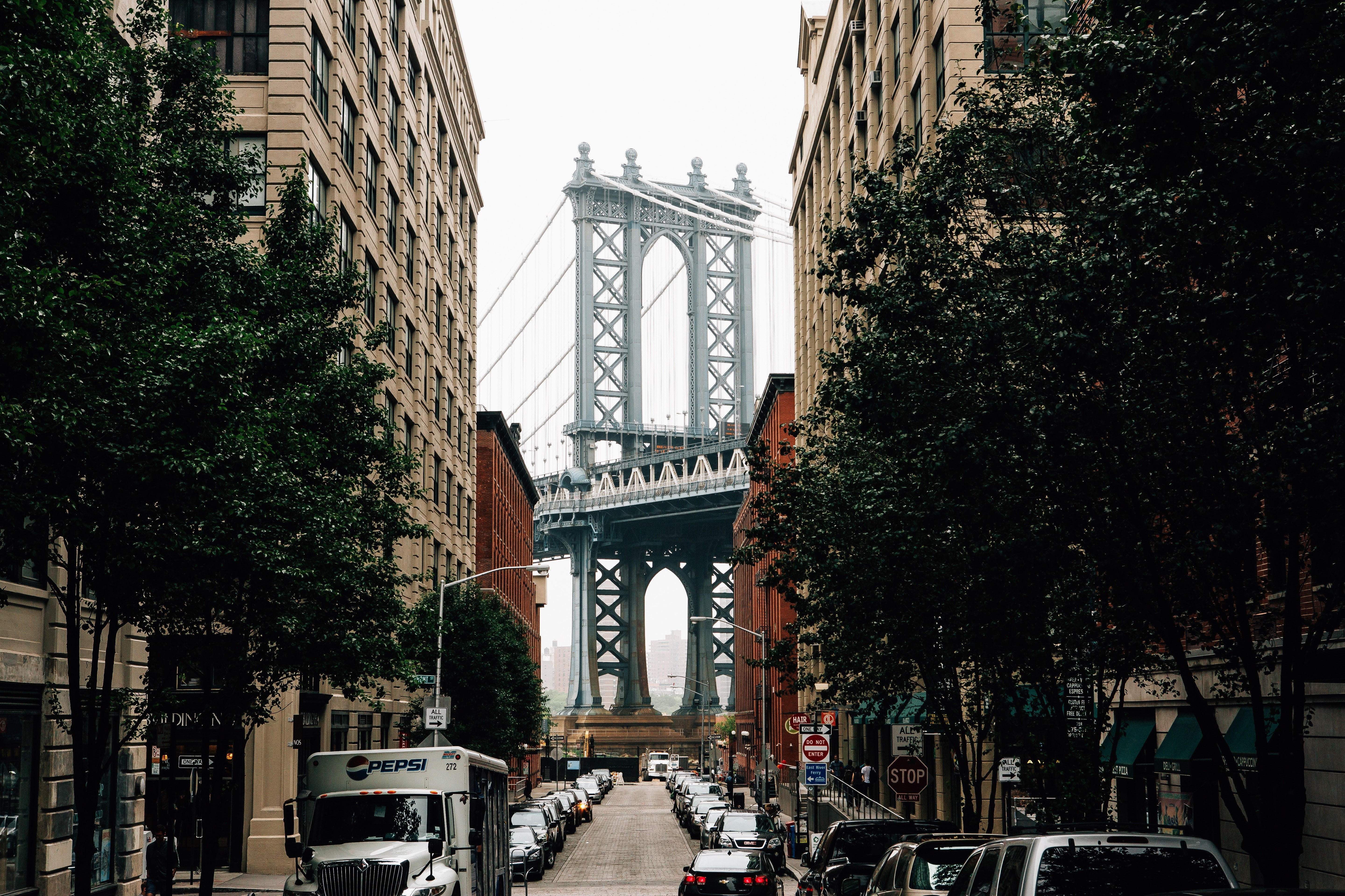 street, New York City, city, bridge, Manhattan Bridge, 5K, HD Wallpaper