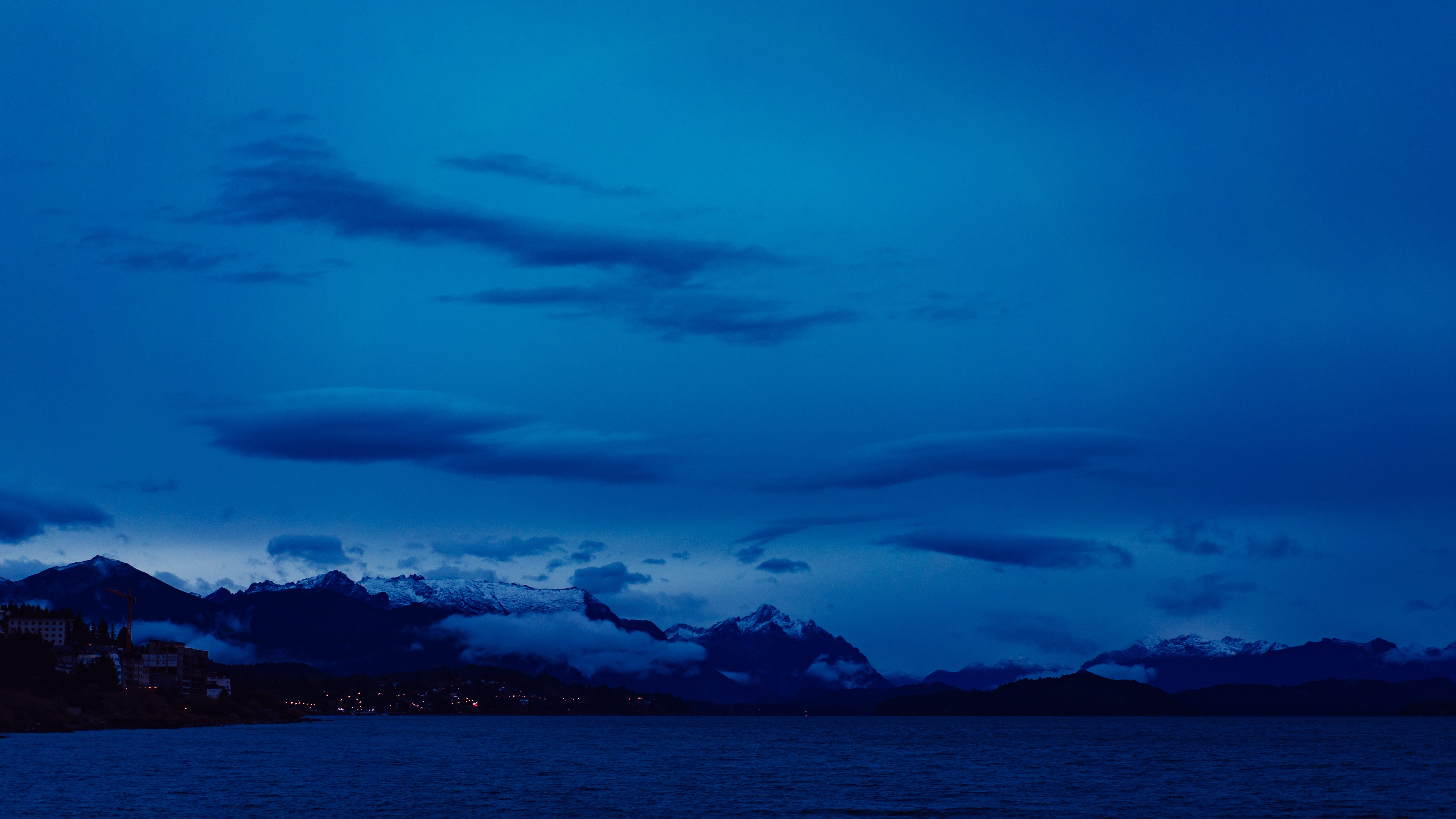idyllic, tranquility, storm, water, snow, mountain, cold, 5K, cloud - sky, patagonia, tranquil scene, waterfront, sunset, scenics - nature, dramatic sky, HD Wallpaper