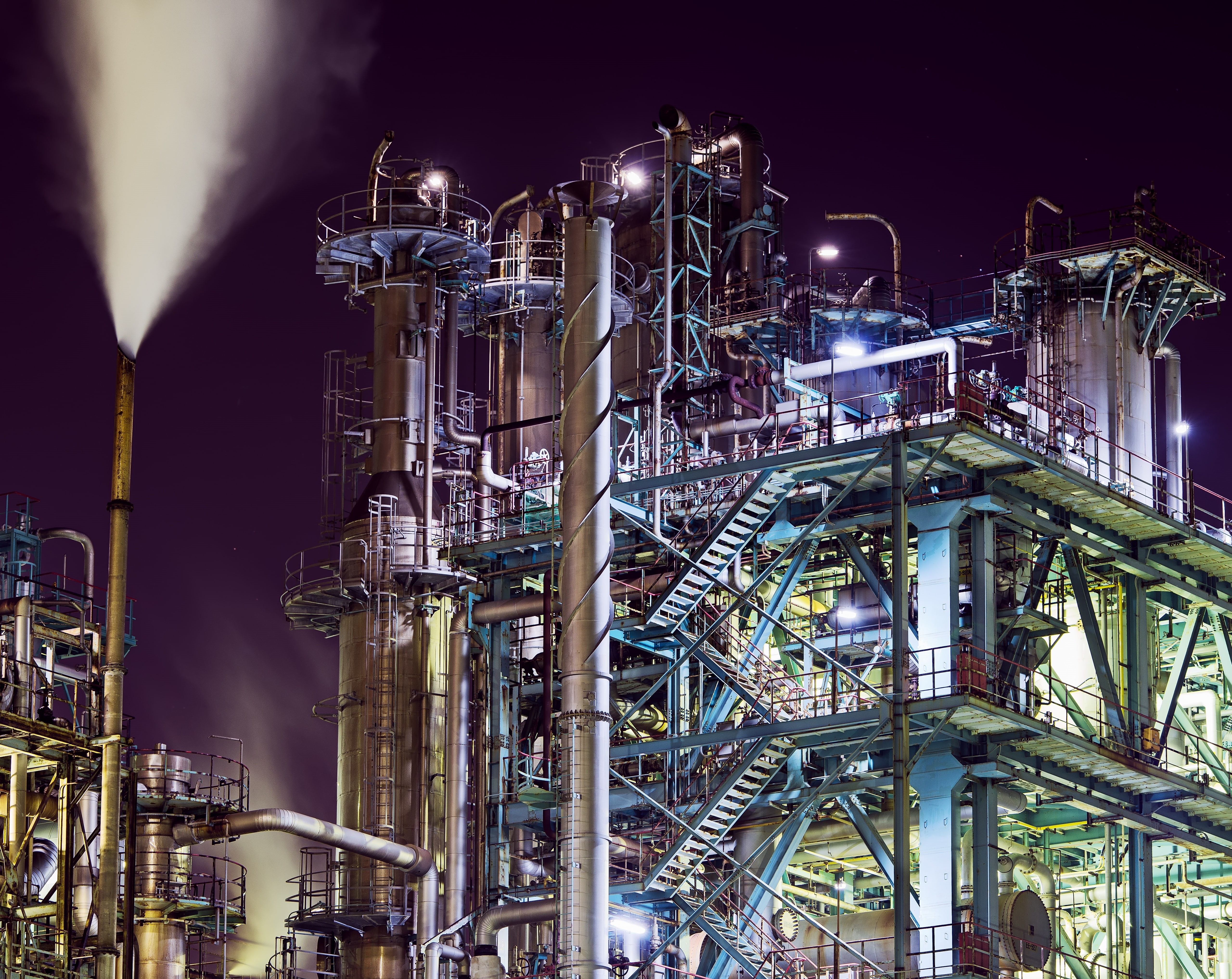 nature, industrial building, fuel and power generation, ukishima, day, Artistic, nightlife, industry, Kawasaki, Lights, factory, Reyes, 5K, bluehour, oil industry, HD Wallpaper