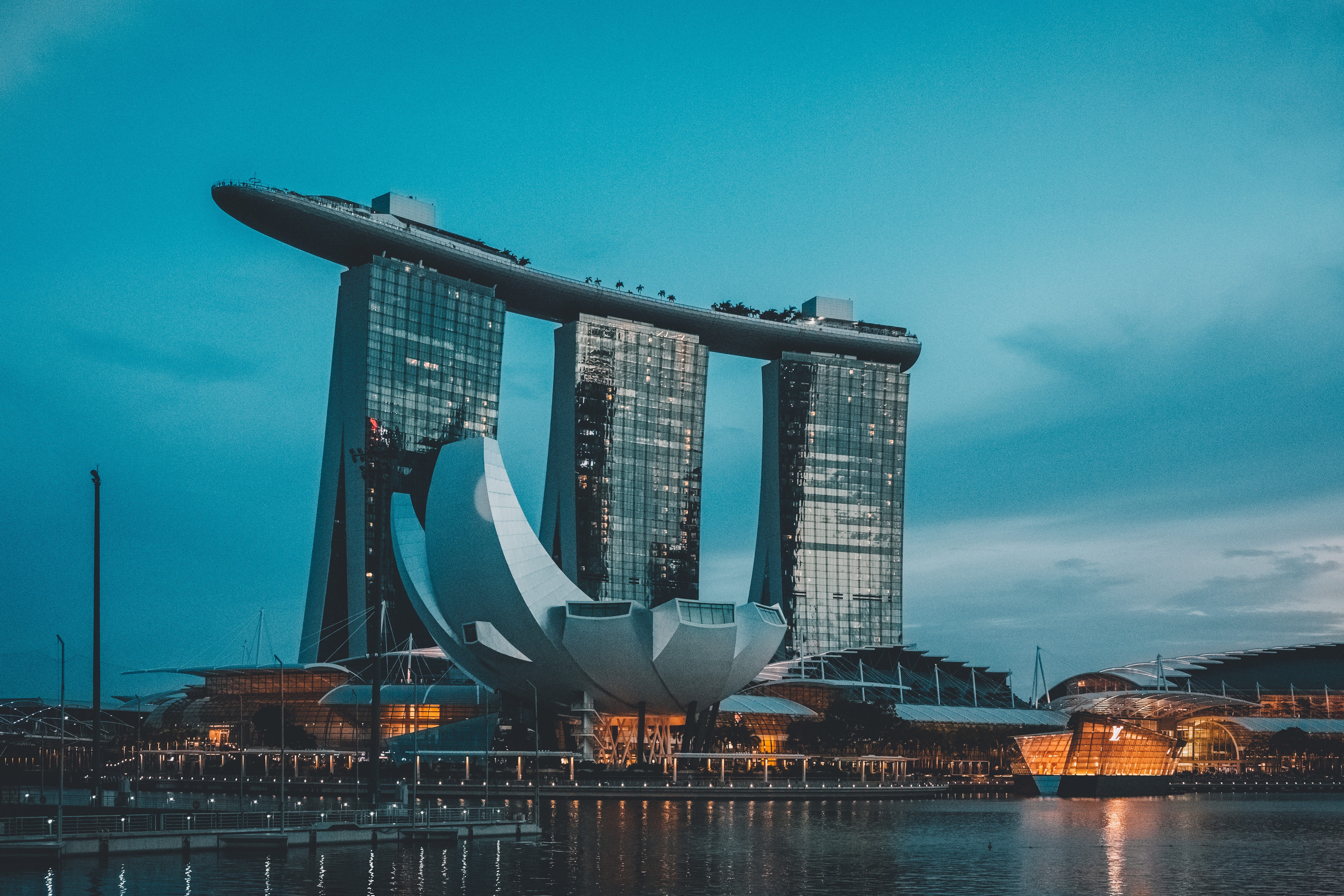 landscape, sands, marinabaysand, water, tower, skyscraper, san, cityscape, city, no people, urban skyline, architecture, tourism, bay, sky, marina, built structure, HD Wallpaper