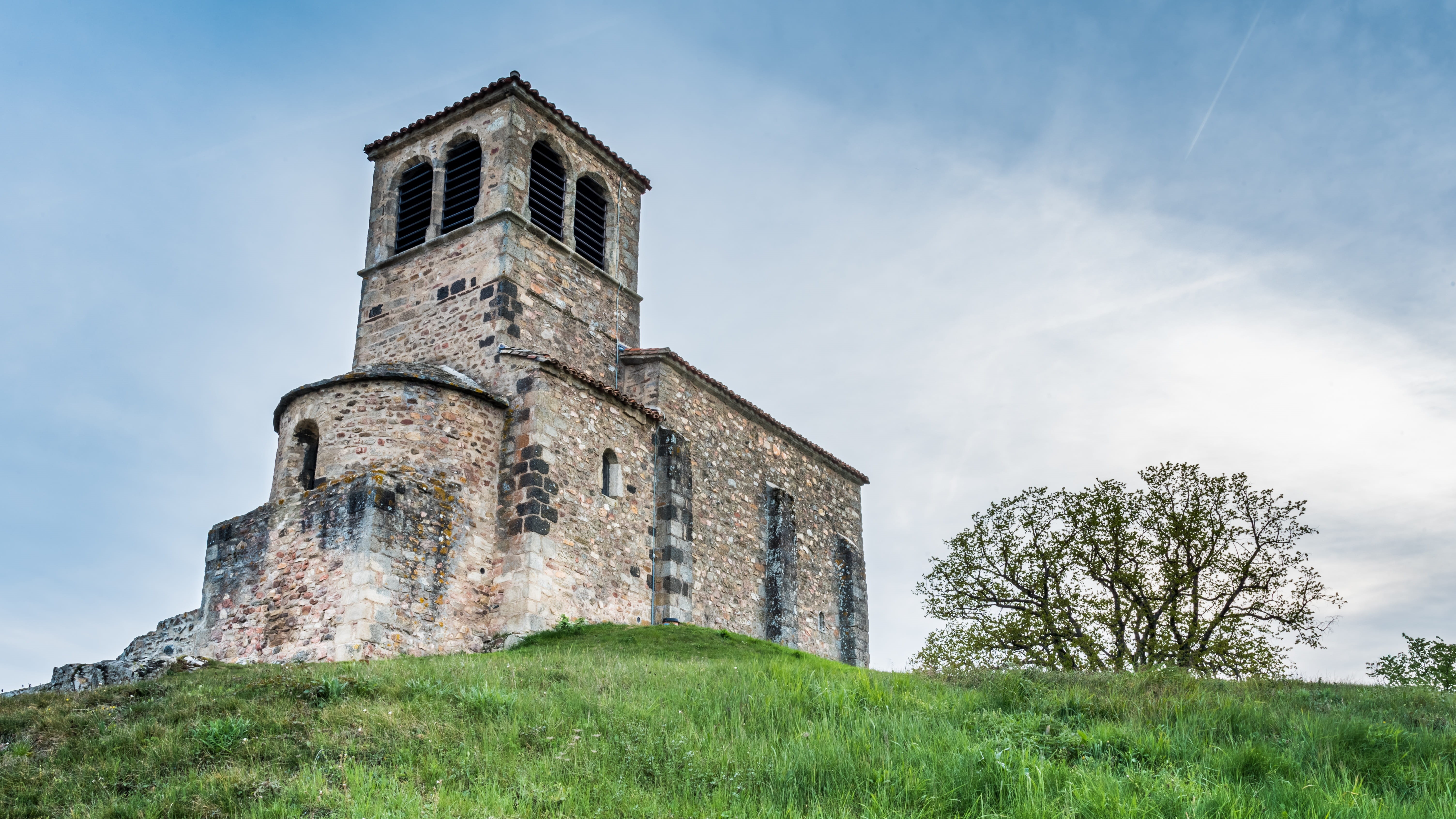 saint-laurent dagny, history, church, architecture, rhone, landscape, saint-vincent, religion, building, no people, sunset, cloud - sky, spirituality, the past, HD Wallpaper